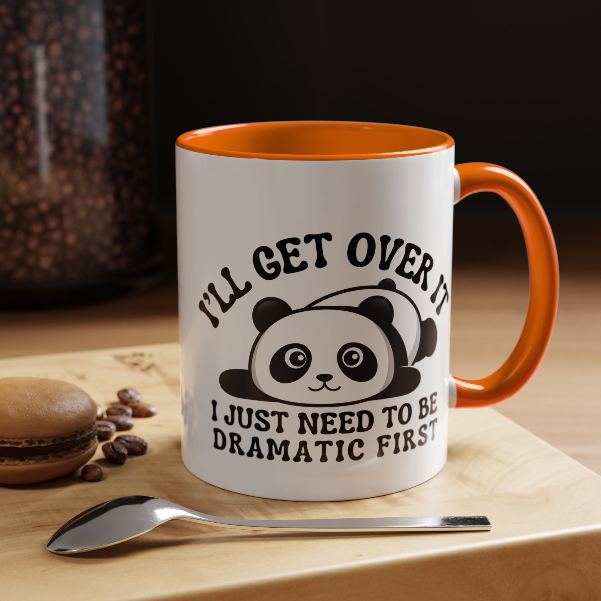 Funny Coffee Mug, Personalized Mug, Cute Panda I'll Get Over ItAccent Cup (11, 15oz), Gift Under 20, White Elephant gift, Drama Queen Cup