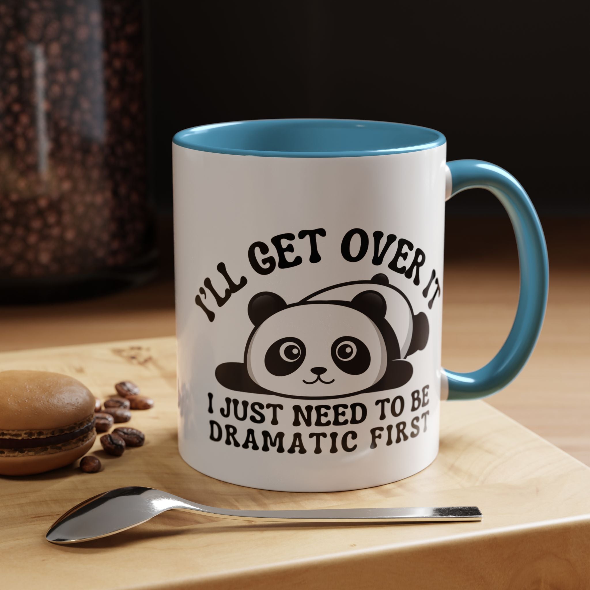 Funny Coffee Mug, Personalized Mug, Cute Panda I'll Get Over ItAccent Cup (11, 15oz), Gift Under 20, White Elephant gift, Drama Queen Cup