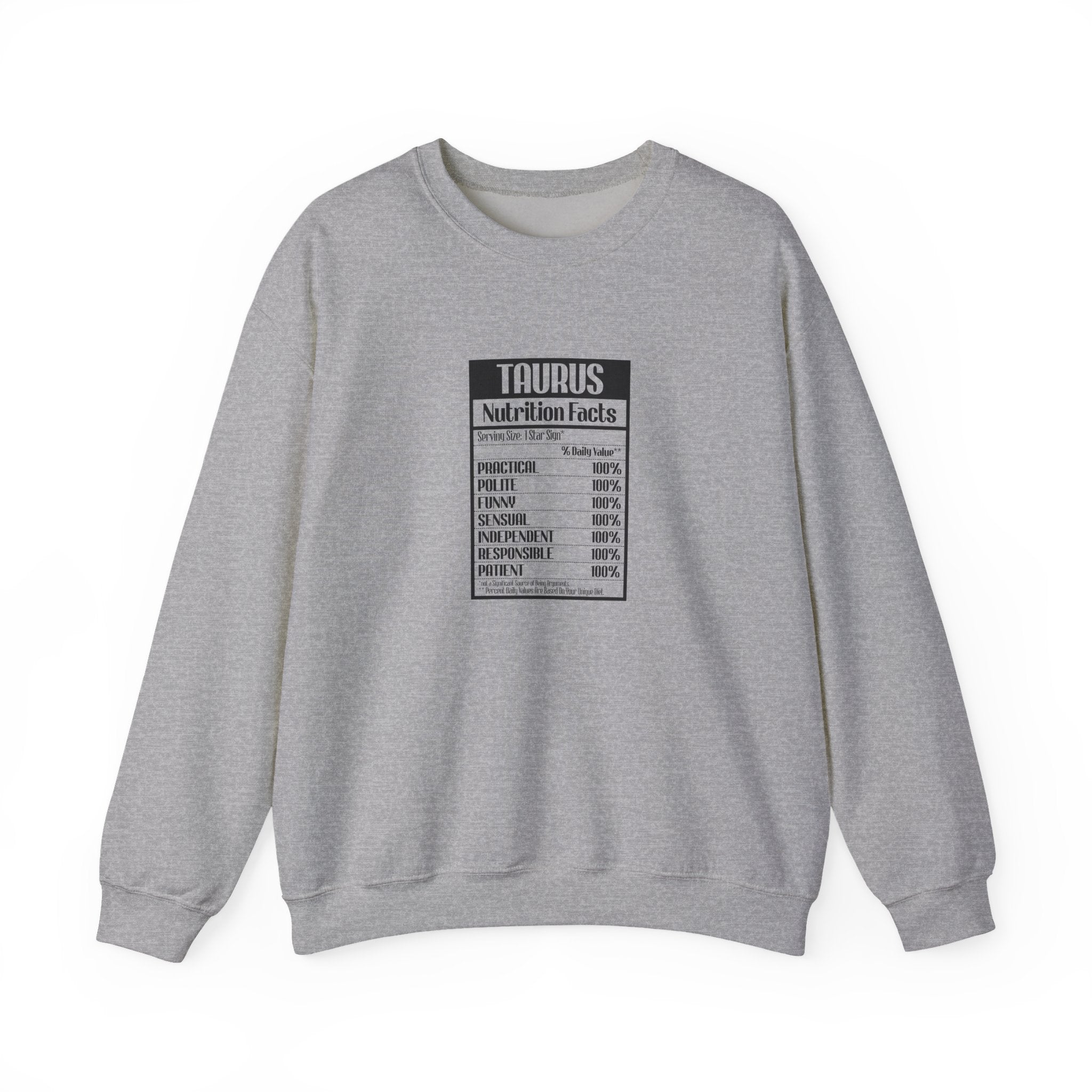 Taurus nutrition facts cute sweatshirt