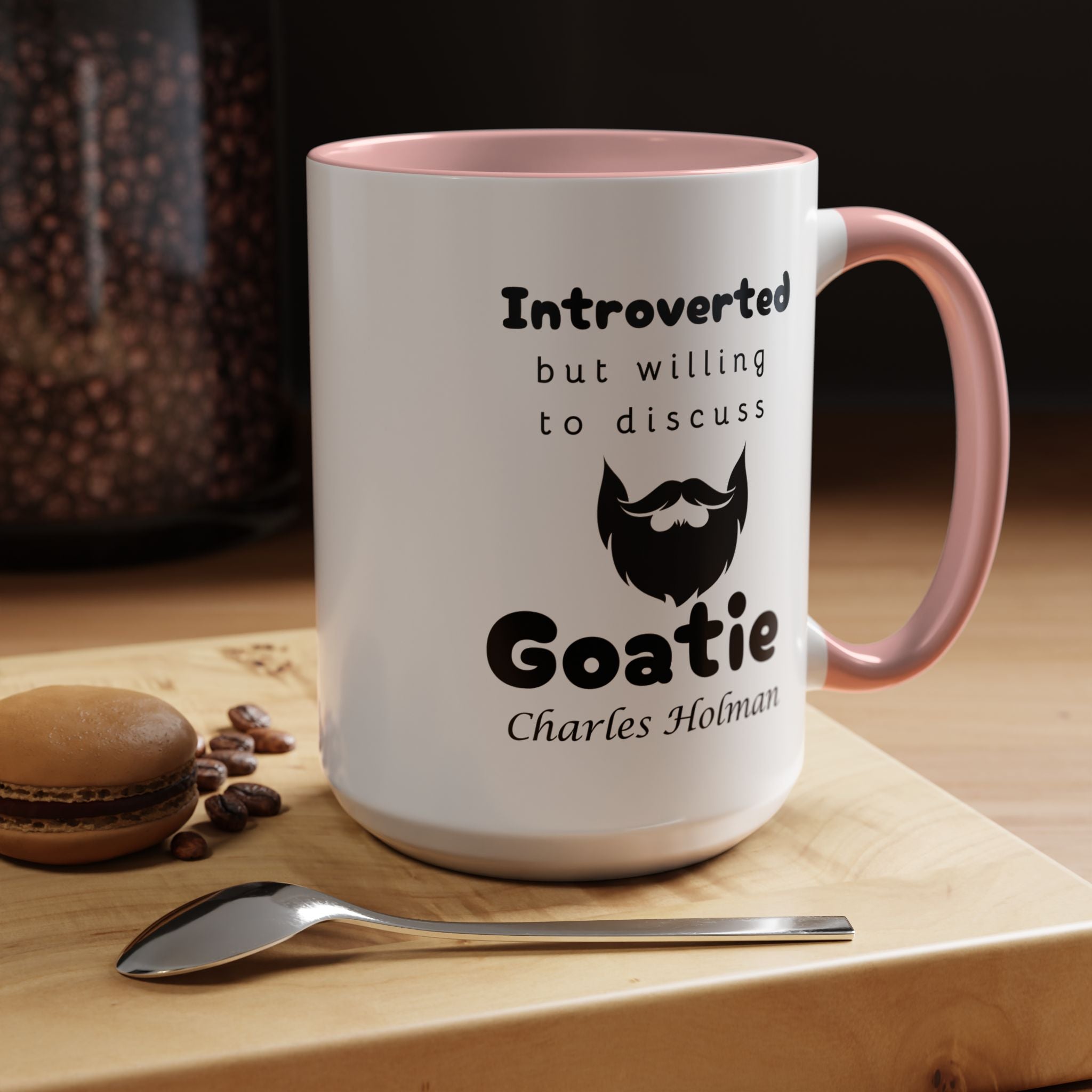 Funny Coffee Mug, Introverted But Willing To Discuss Goatie Personalized Accent Coffee Mug (11 and 15oz)