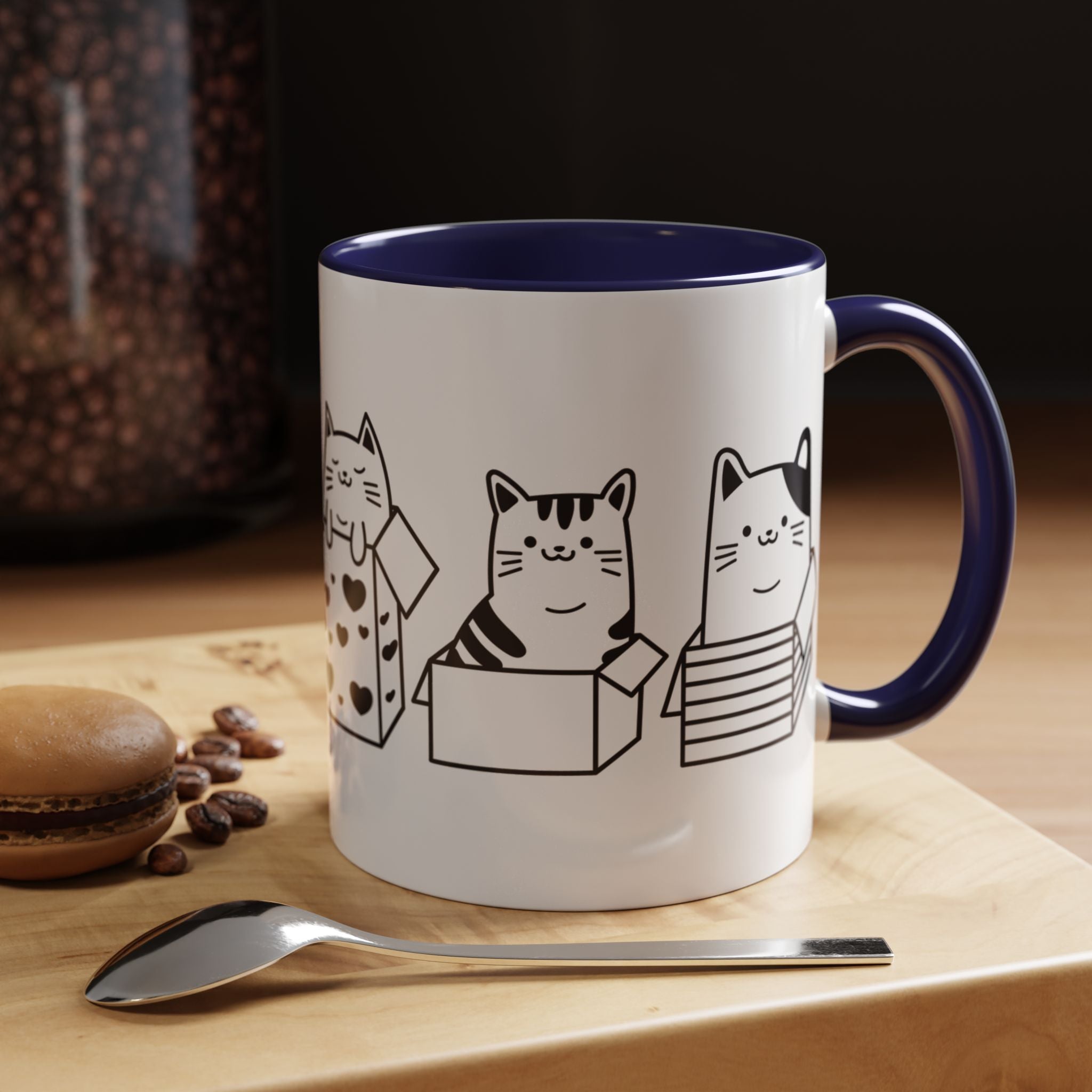 Funny Coffee Mug, Personalized Mug, Boxes Full Of Cats Accent Coffee Cup (11, 15oz), Gift Under 20, White Elephant, Cat & pet lover gift