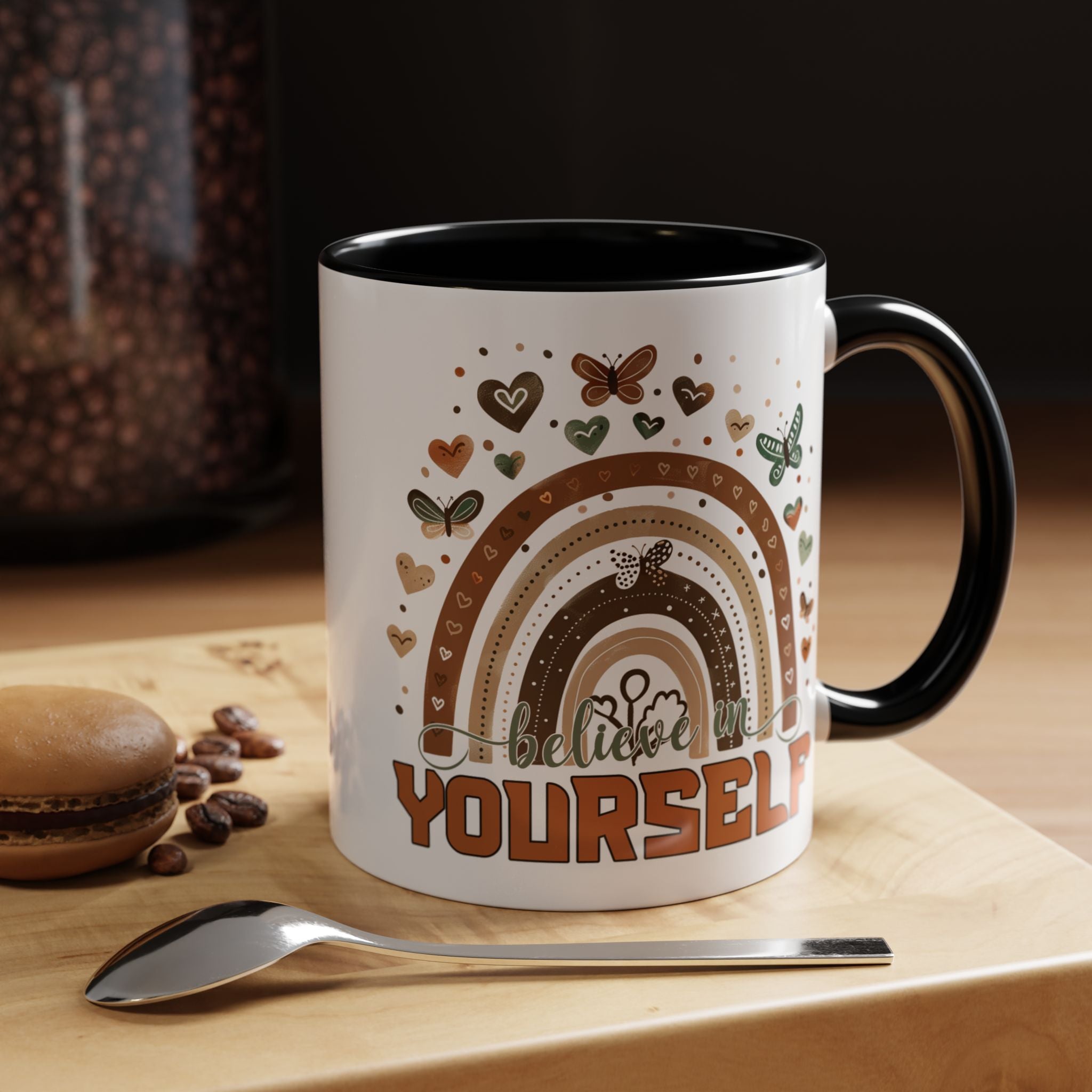 Personalized Mug, Believe In Yourself Accent Coffee Cup (11, 15oz), Gift Under 20, White Elephant, Inspirational, Motivational gift