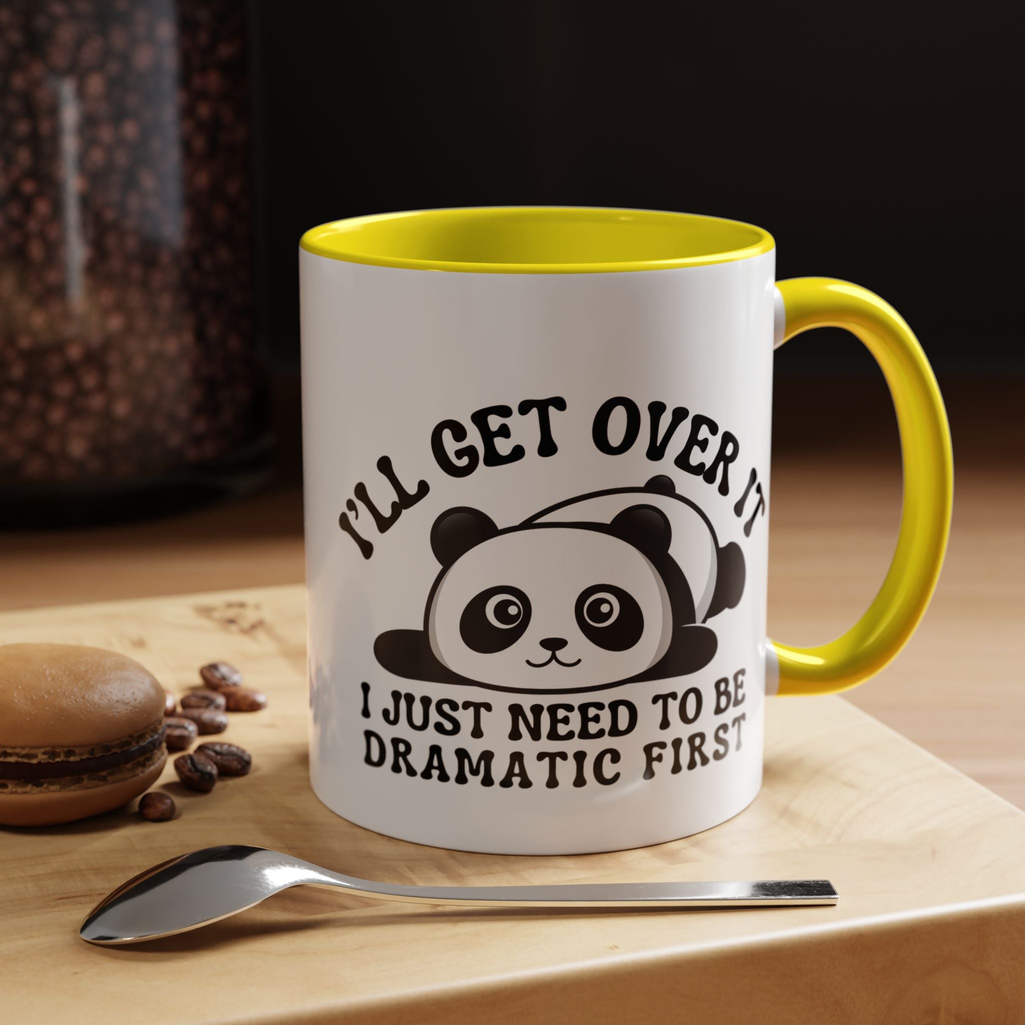 Funny Coffee Mug, Personalized Mug, Cute Panda I'll Get Over ItAccent Cup (11, 15oz), Gift Under 20, White Elephant gift, Drama Queen Cup