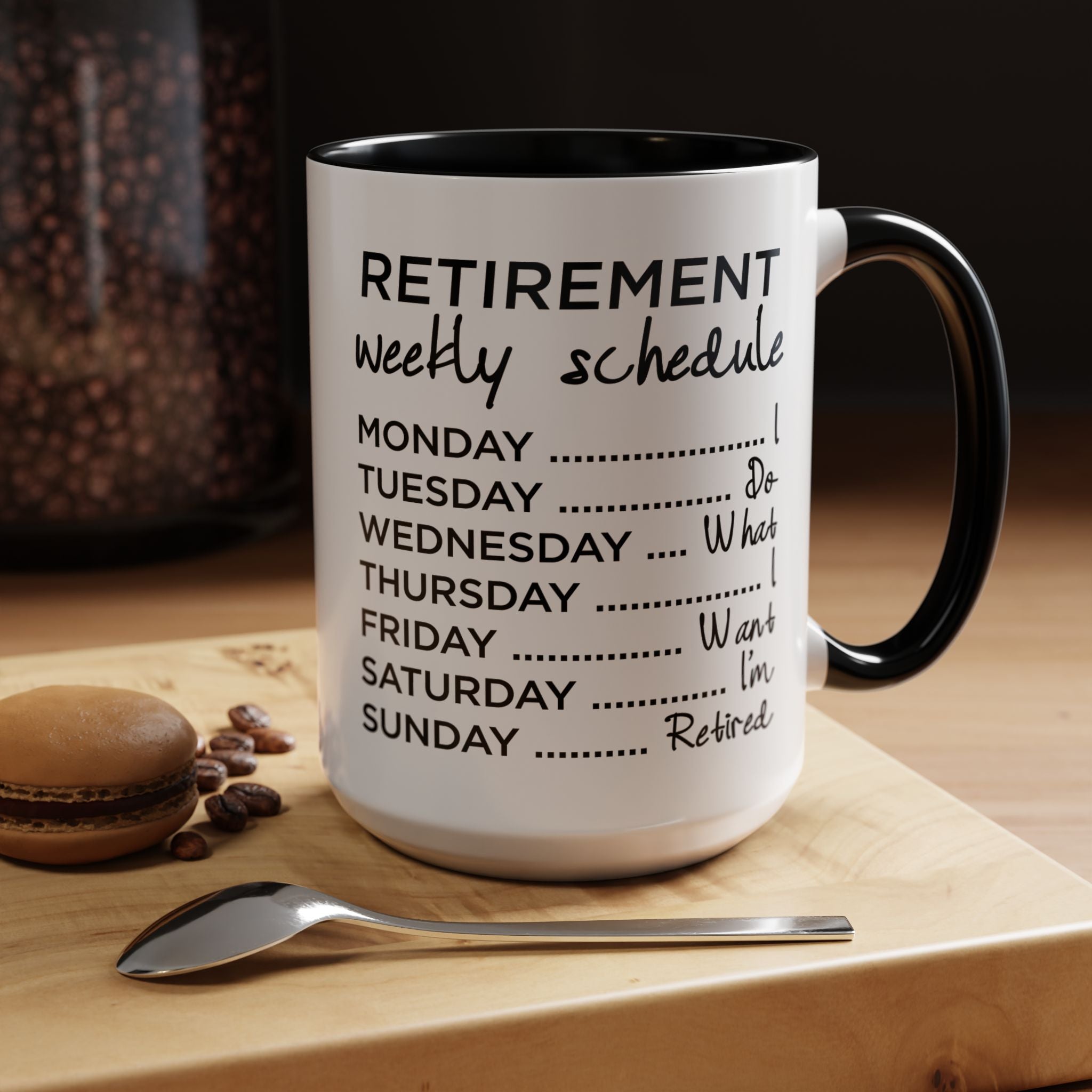 Funny Coffee Mug, Personalized Mug, Nurse Retirement Schedule Do Whatever Fuck I want to do Accent Cup (11, 15oz), Gift Under 20