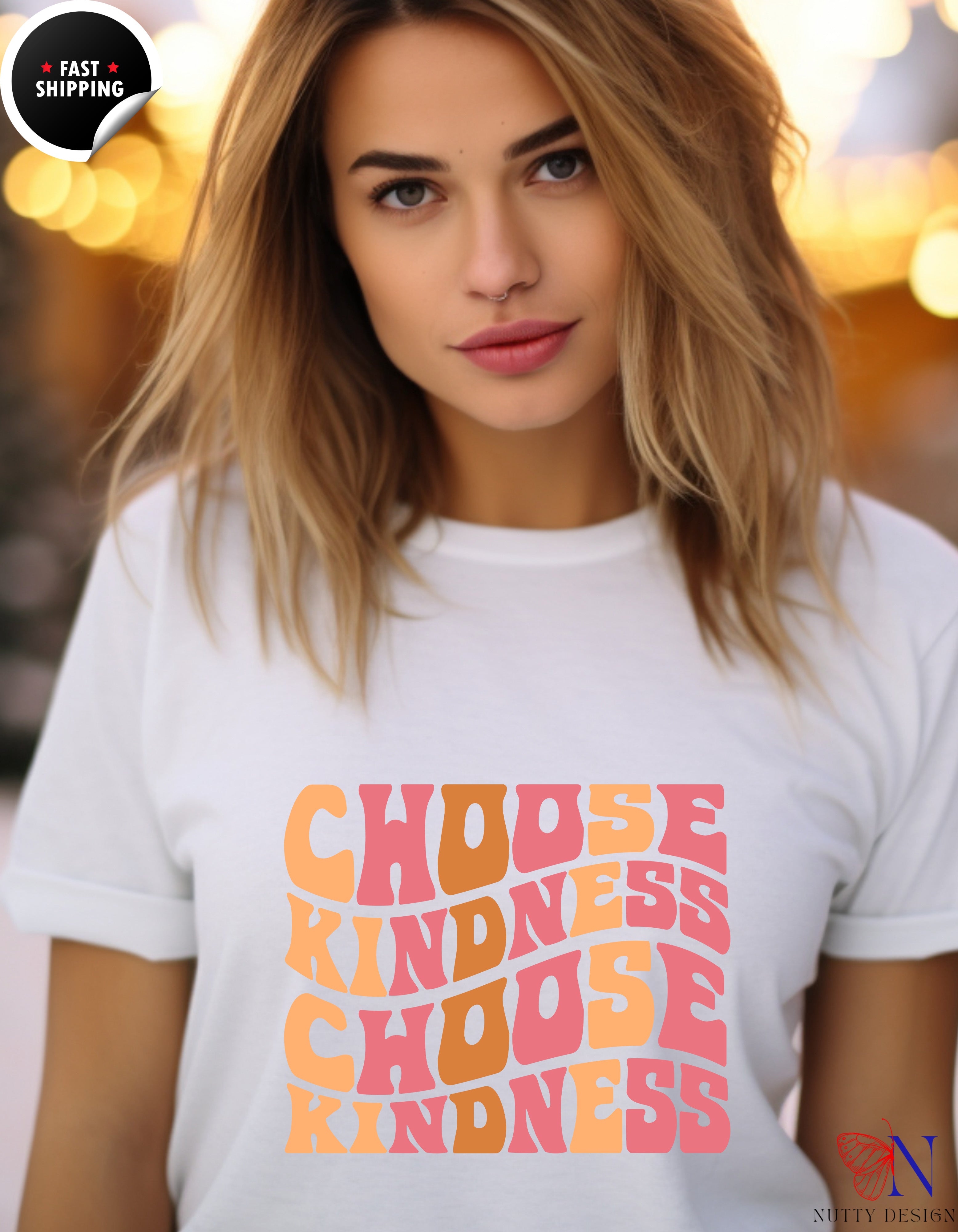 Groovy Choose Kindness Cotton T-Shirt Product Photo | Nutty Designs