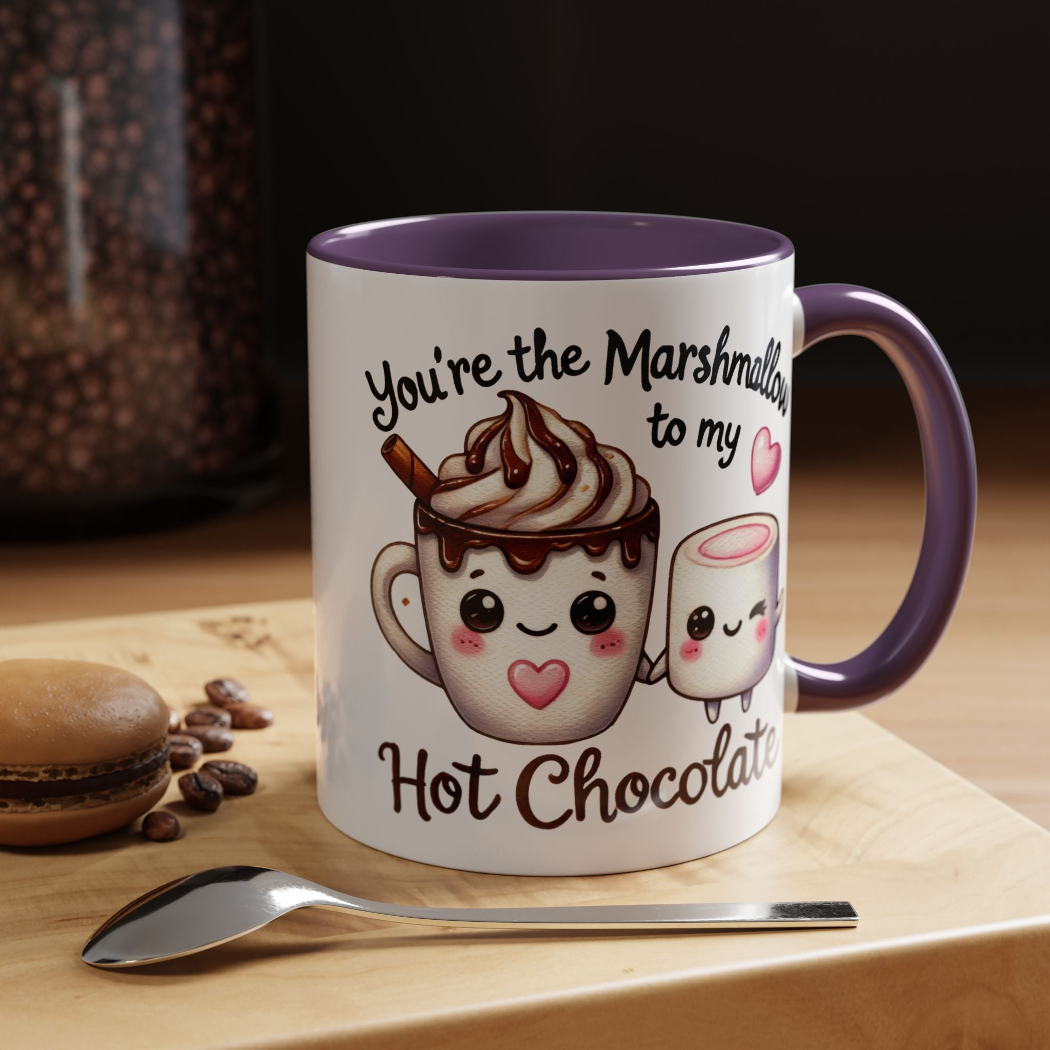You Are The Marshmallow To My Chocolate Personalized Romantic Coffee Mug, Accent Cup, Anniversary Wedding Valentines Gift For Spouse, BF, GF