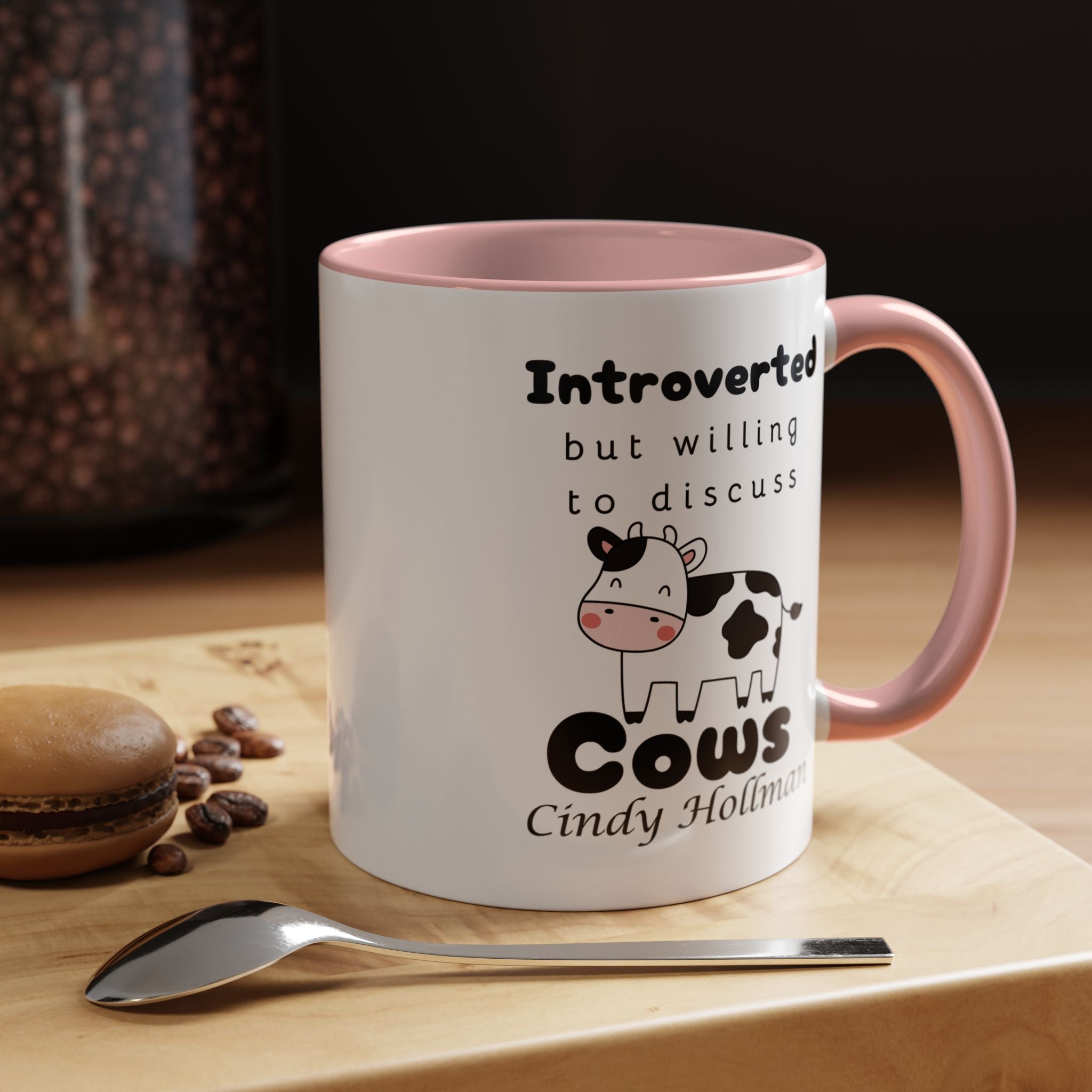 Funny Coffee Mug, Introverted But Willing To Discuss Cows Personalized Accent Coffee Mug (11 and 15oz)
