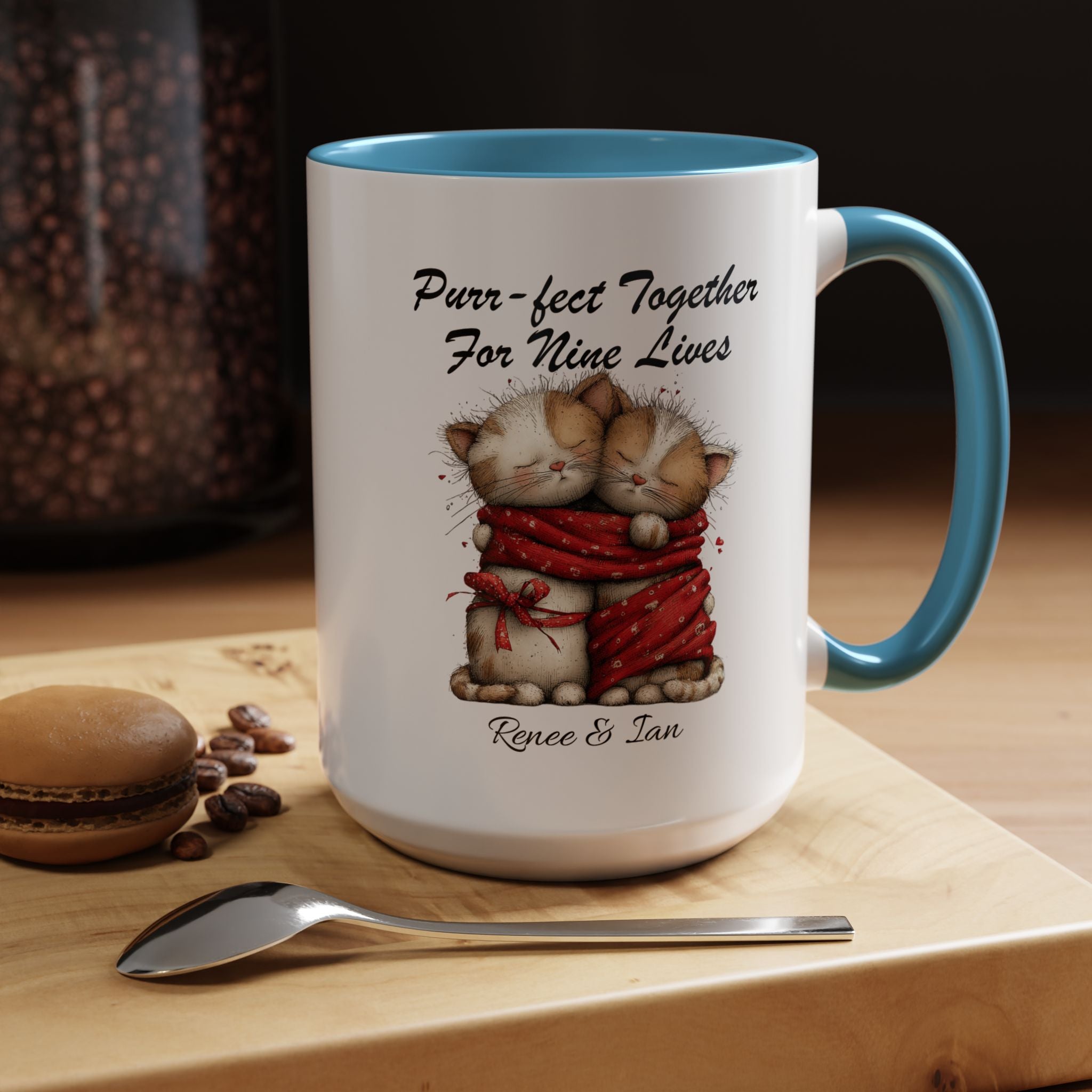 Purr fect Together For Nine Lives Mug Lifestyle Mockup | Nutty Designs