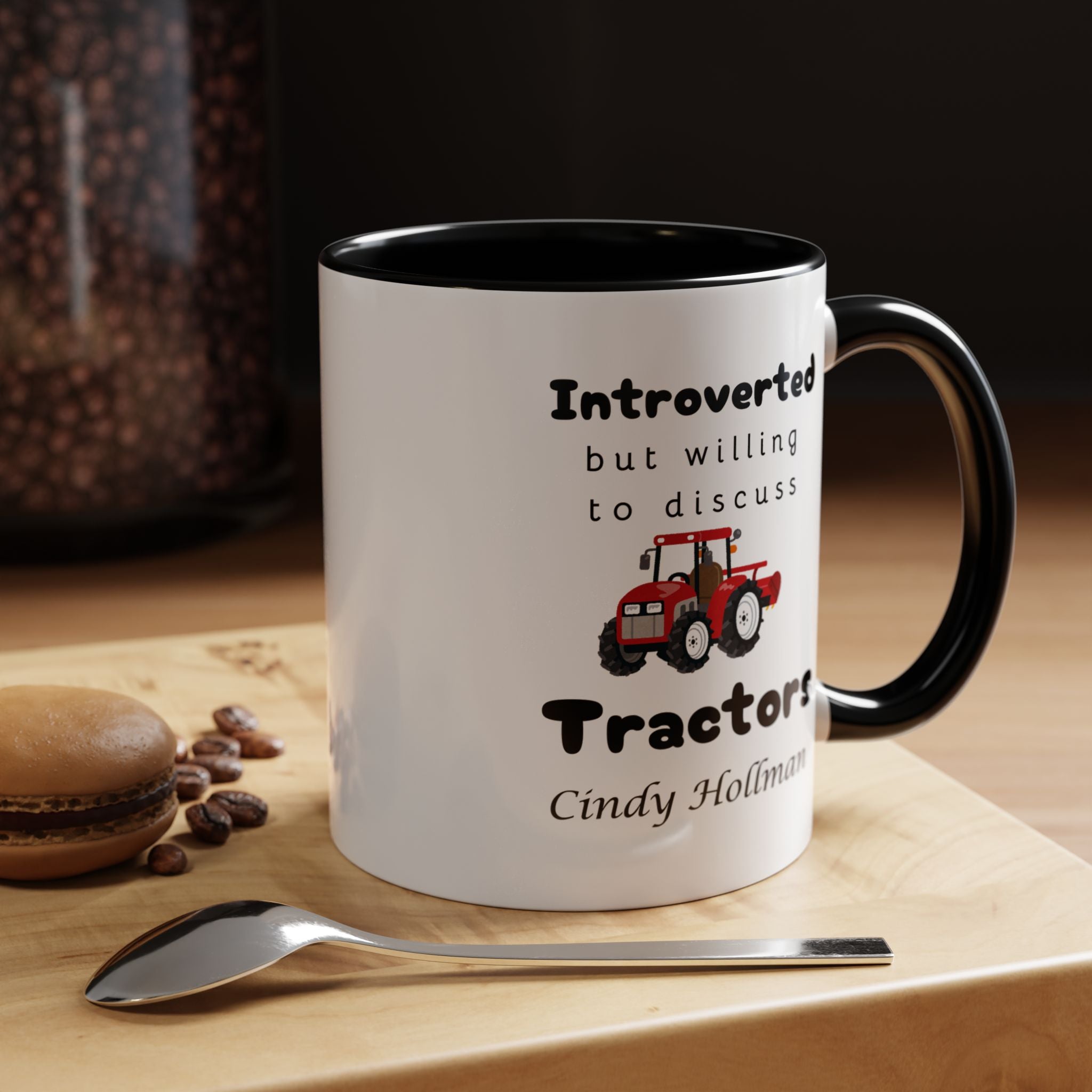 Introverted But Willing To Discuss Tractors Personalized Accent Coffee Mug (11 and 15oz)