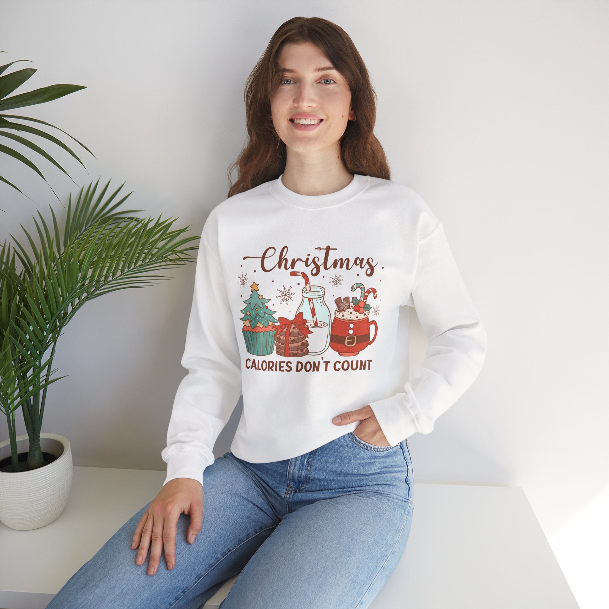 Christmas Calories Dont Count Sweatshirt, Holiday Funny Jumper, Xmas Crewneck Top, Festive Winter Apparel, Gift for Food Lovers, Novelty