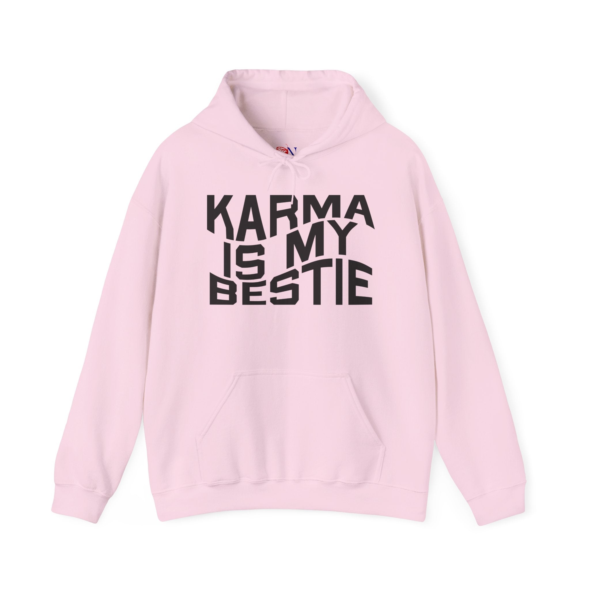 Karma Is My Bestie Hoodie – Funny Slogan Pullover for Women & Men