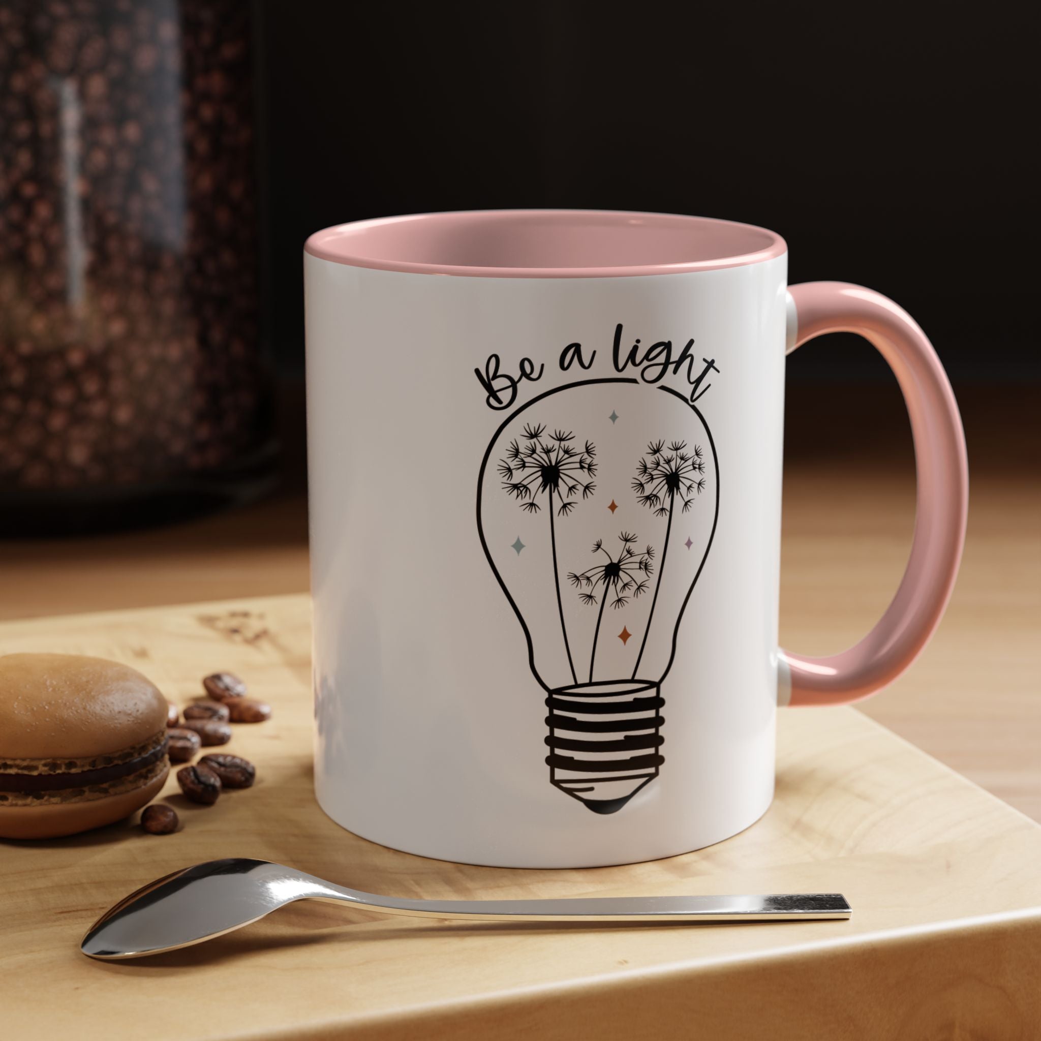 Funny Coffee Mug, Personalized Mug, Be a Light Accent Coffee Cup (11, 15oz), Gift Under 20, White Elephant, Inspirational, Motivational gift