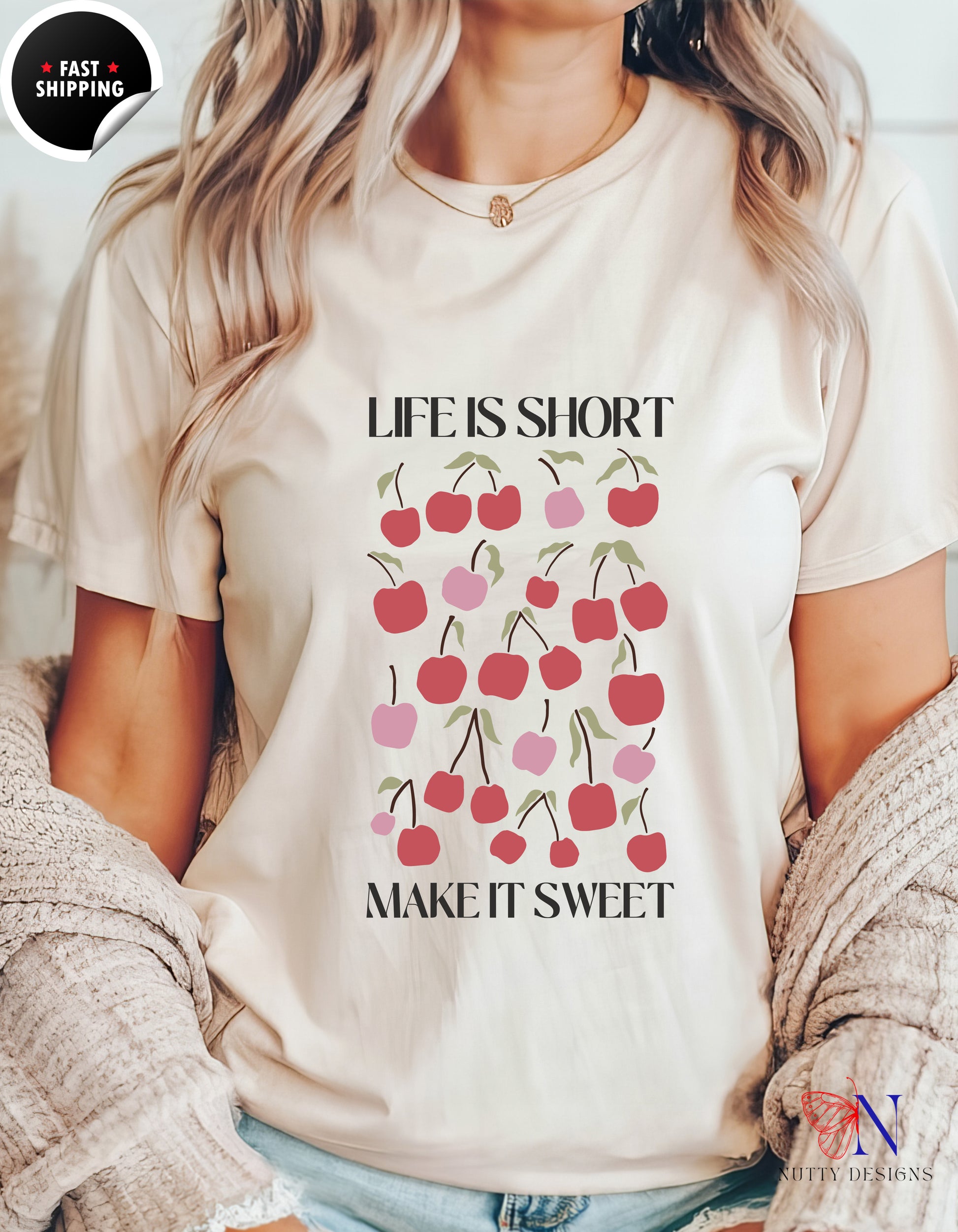 Life is short, make it Sweet, Cute Summer Shirt, Motivational T-Shirt Product Photo | Nutty Designs