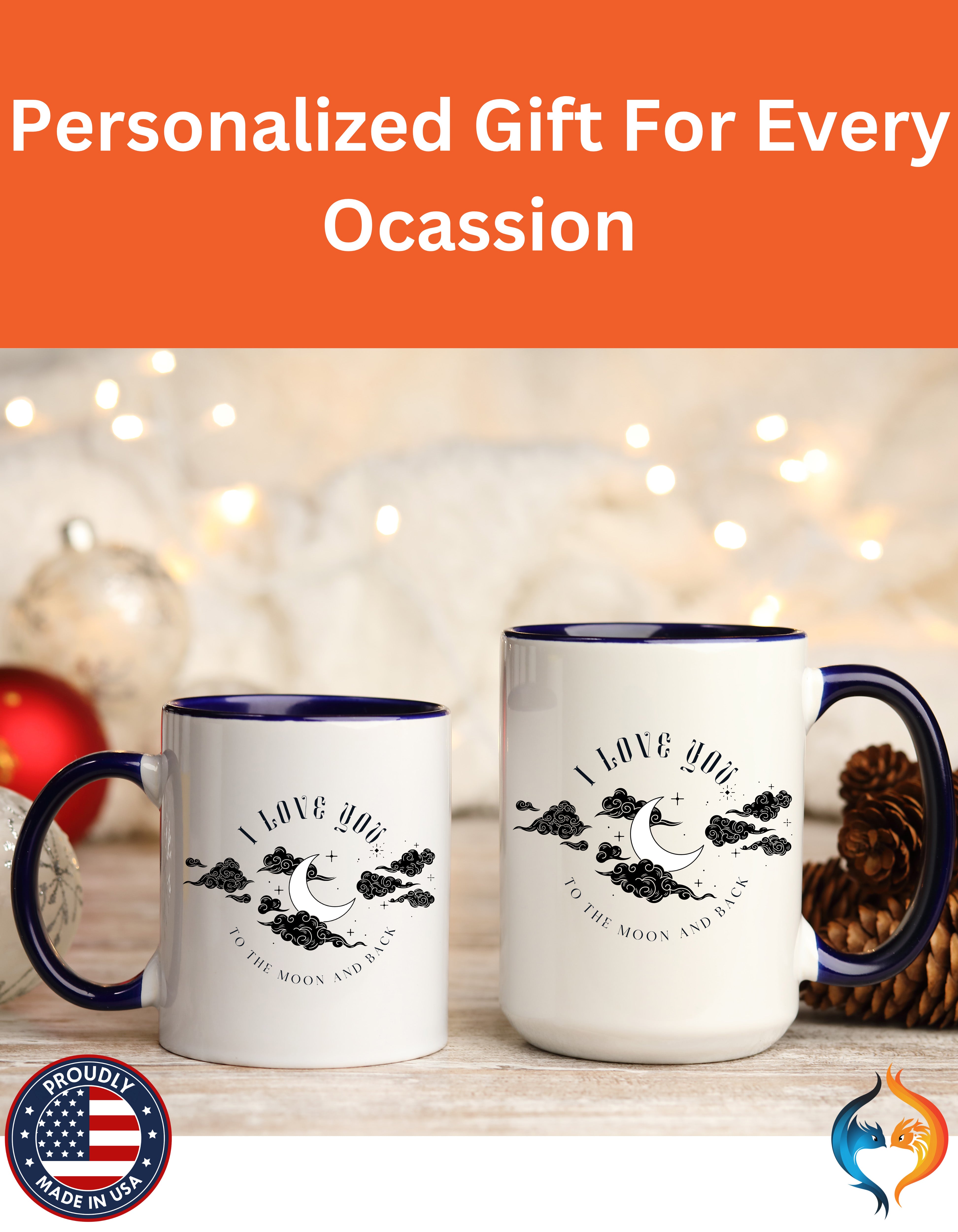 I Love You To The Moon and Back Romantic Mug Product Photo | Nutty Designs