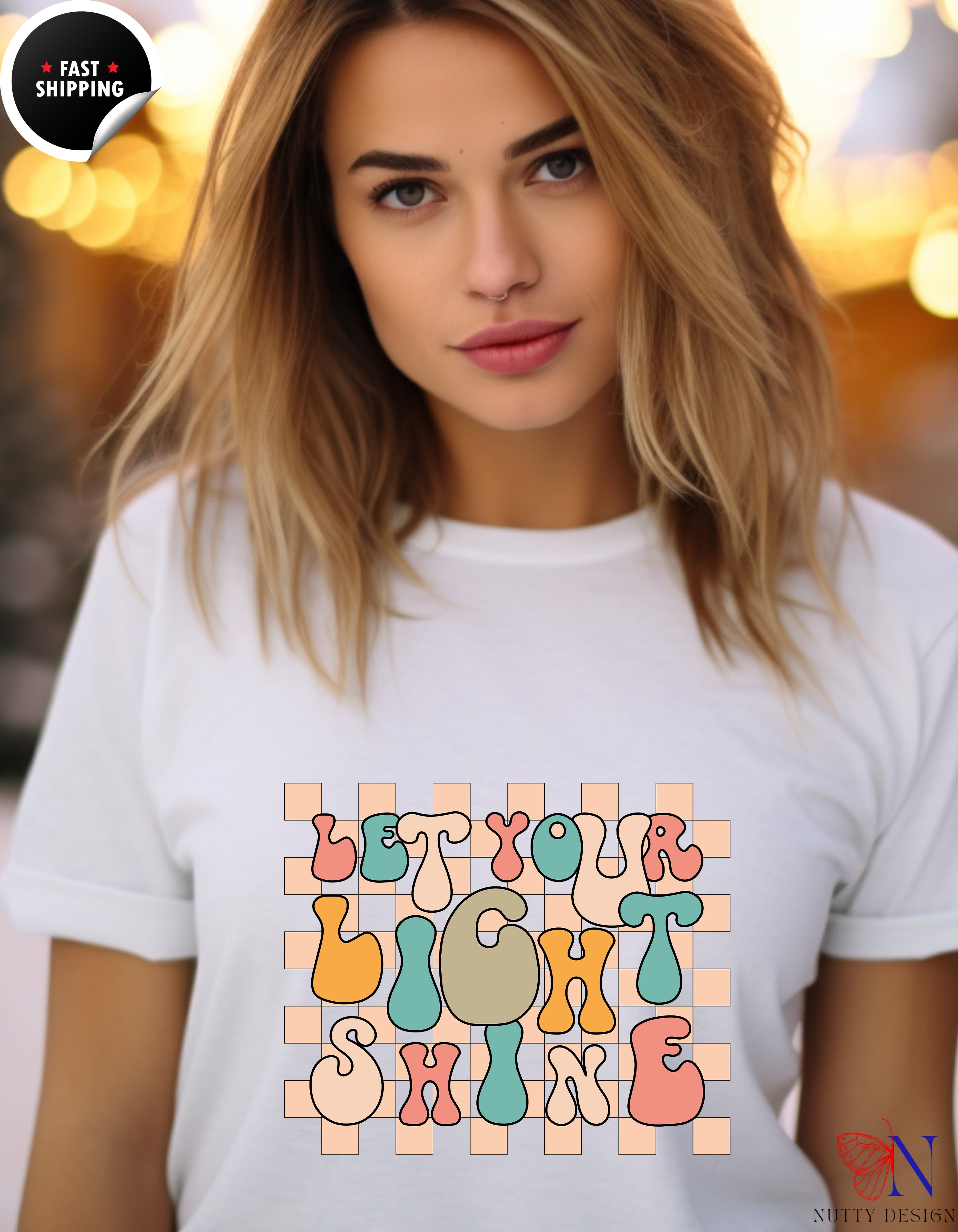 Let your Light Shine retro tshirt, inspirational tee, Positive Vibe t-shirt, Encouraging shirt