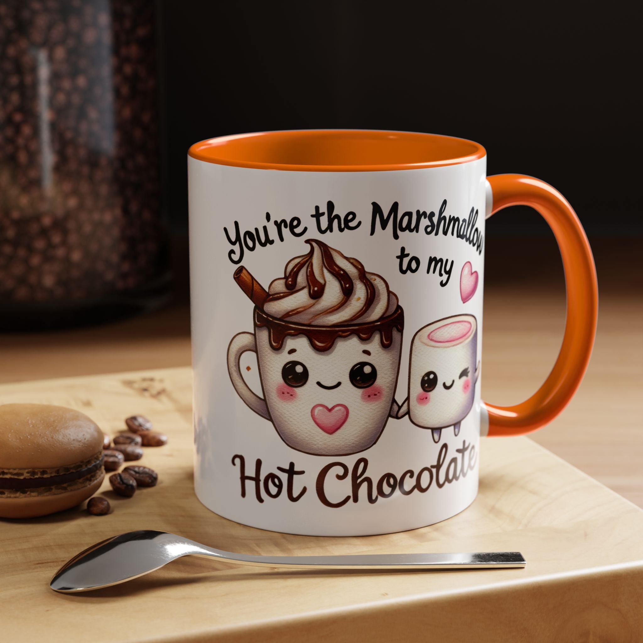 You Are The Marshmallow To My Chocolate Personalized Romantic Coffee Mug, Accent Cup, Anniversary Wedding Valentines Gift For Spouse, BF, GF