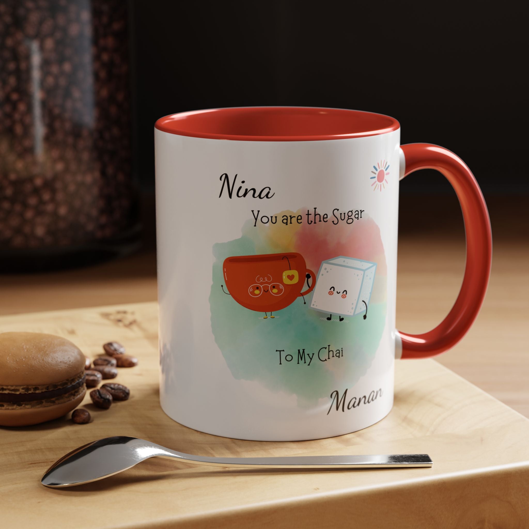 You Are The Sugar To My Chai Personalized Romantic Mug Accent Cup 11/15oz, Anniversary Wedding Valentines Custom Gift Him her Spouse BF GF