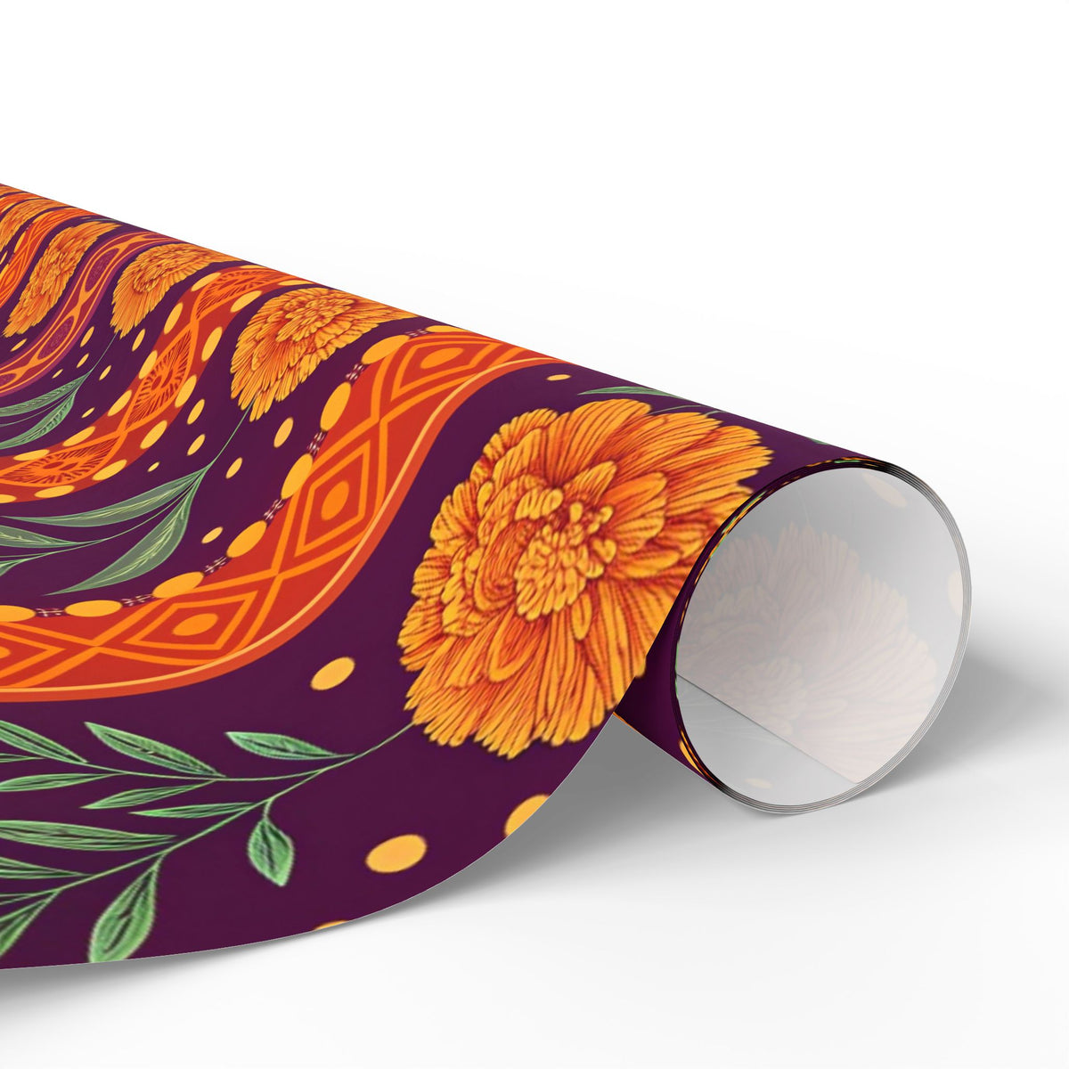 Diwali Wrapping Paper Roll - Marigold Festive Stripe Indian Gift Wrap