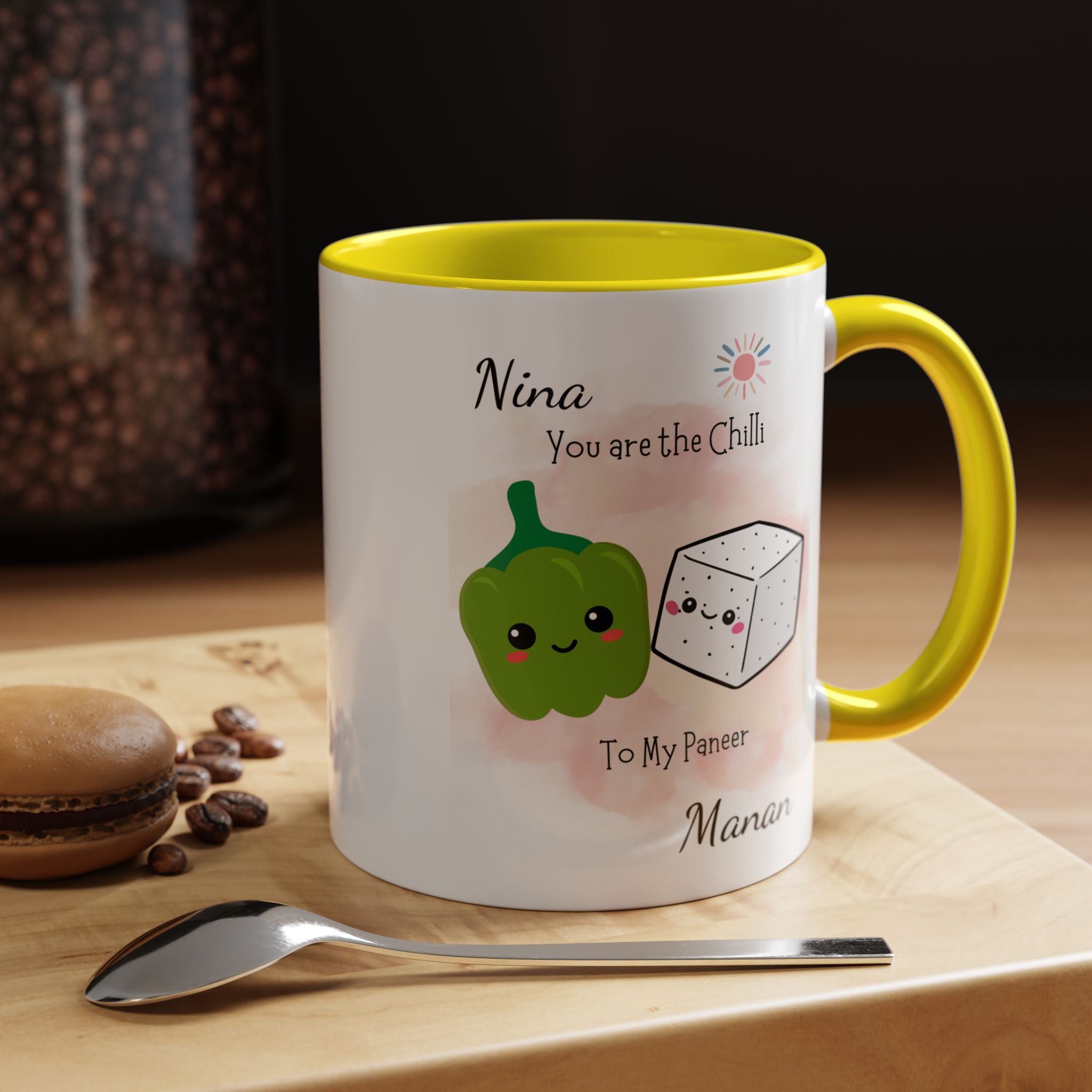Funny Coffee Mug, Personalized Mug, You Are Chili To My Paneer Couple Accent Cup 11/15oz, Anniversary, Valentines, Wedding, Romantic Him her
