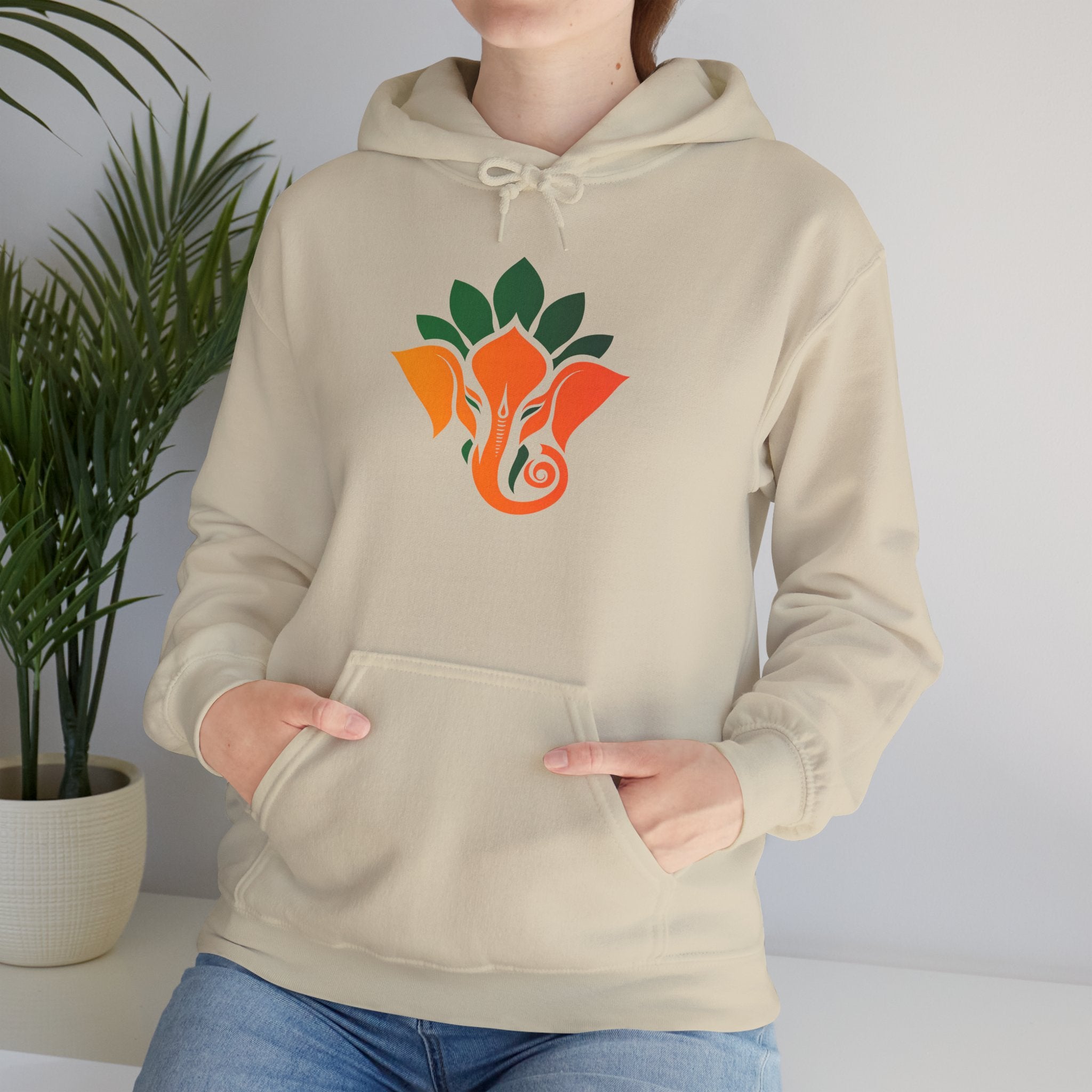 Ganesha Lotus Hoodie - Indian Elephant Symbol Pullover