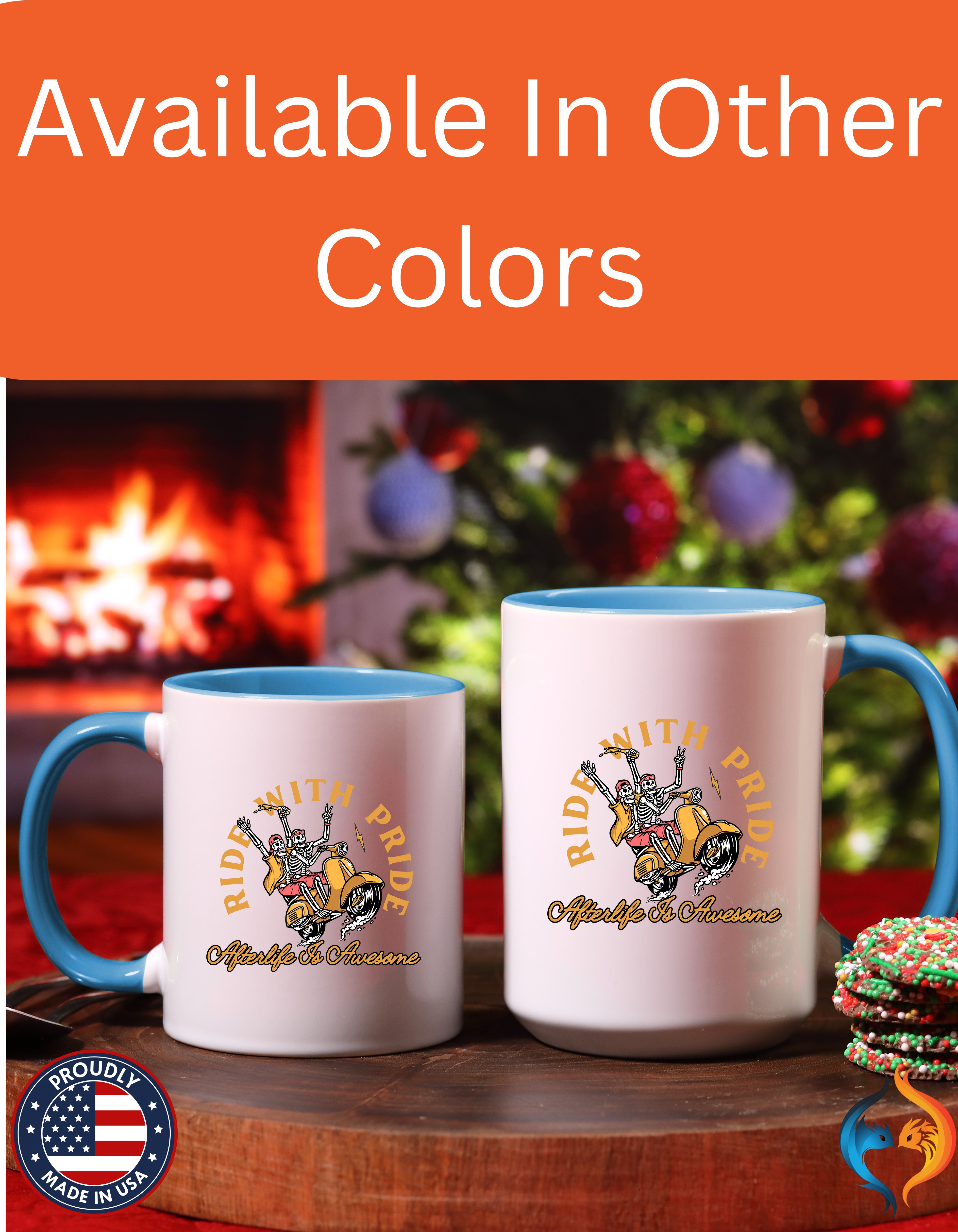 Ride With Pride Afterlife Is Awesome, Skeleton Mug Product Photo | Nutty Designs
