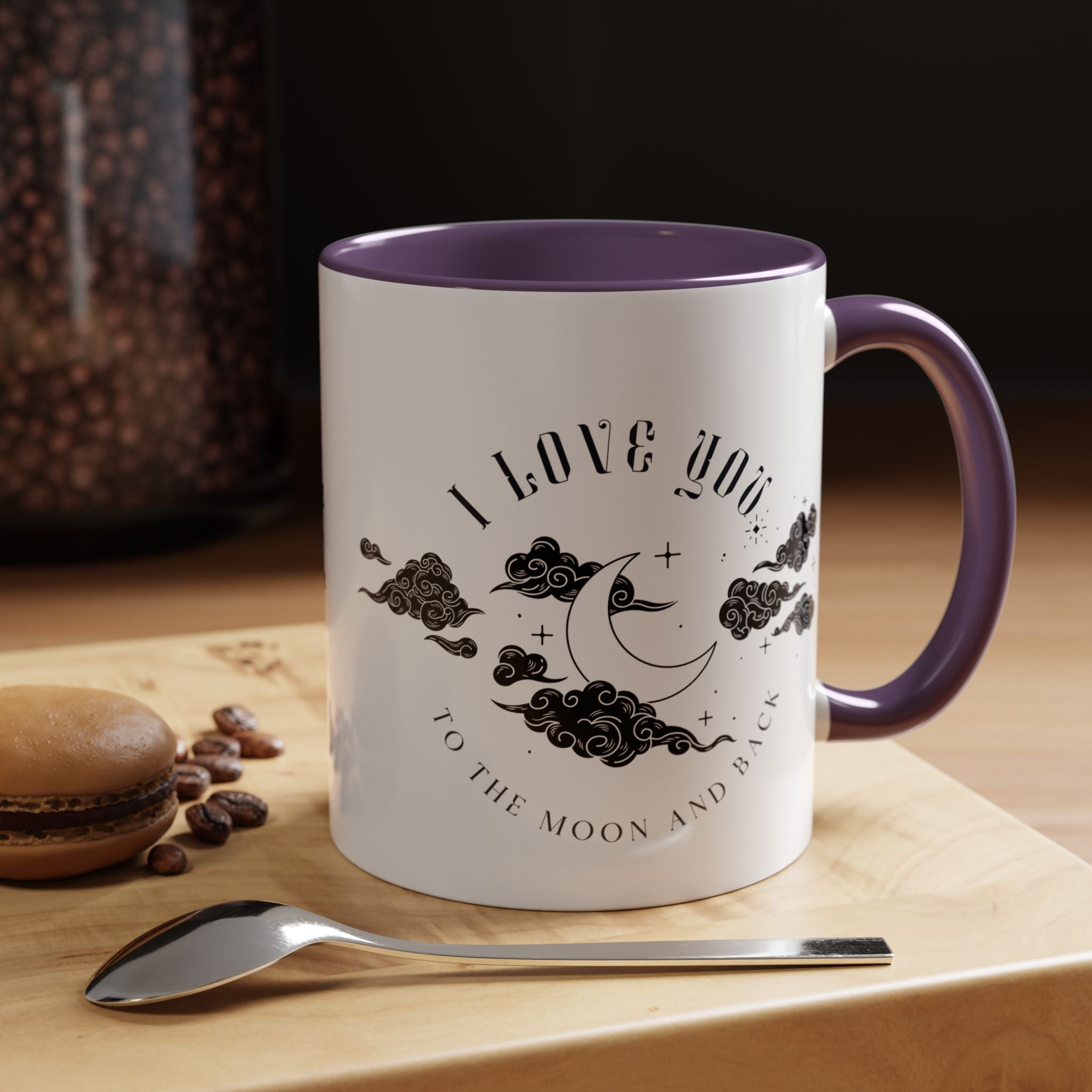 I Love You To The Moon and Back Personalized Romantic Mug, Accent Cup 11/15oz, Custom Anniversary Wedding Valentines Gift for Spouse, BF, GF