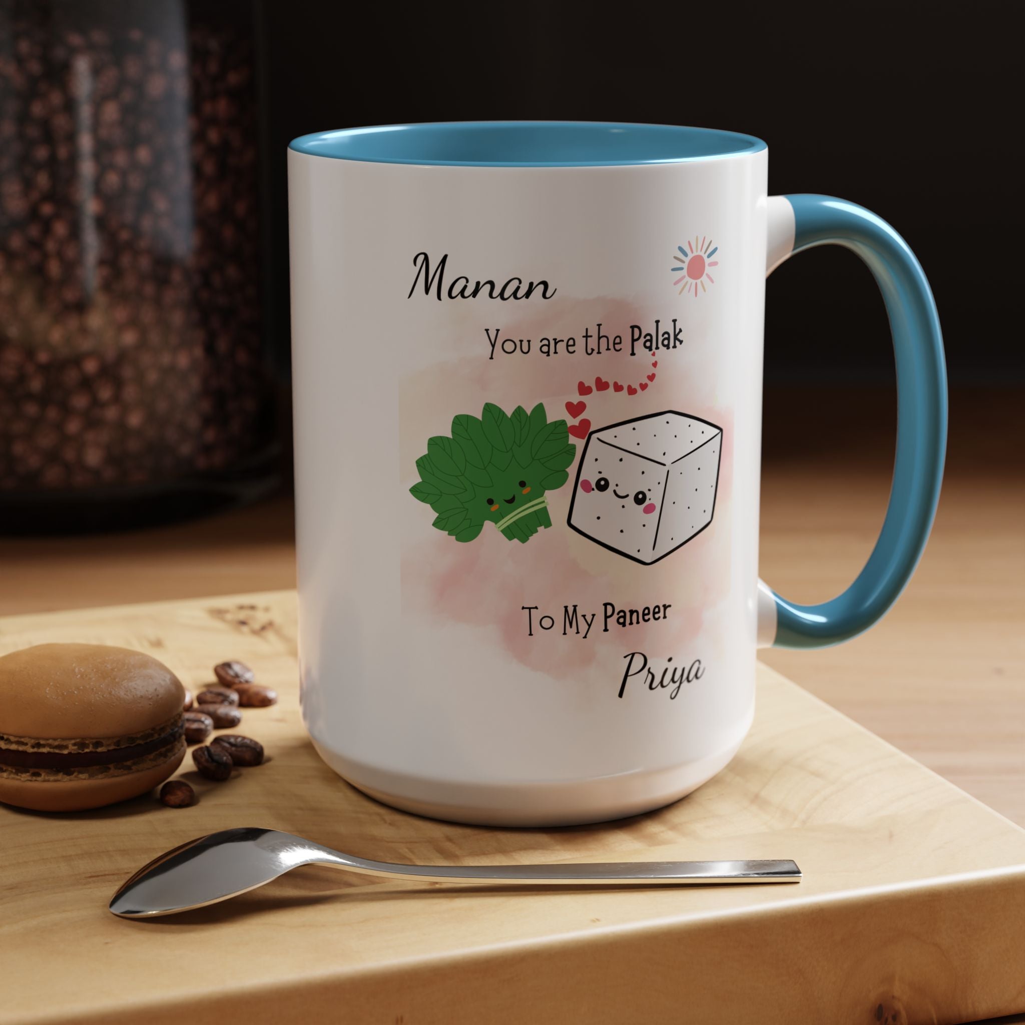 You Are The Palak To My Paneer Desi Roots Romantic Mug, Personalized Mug  Couple Accent Cup, Anniversary, Valentines,  Desi Gift for Him her