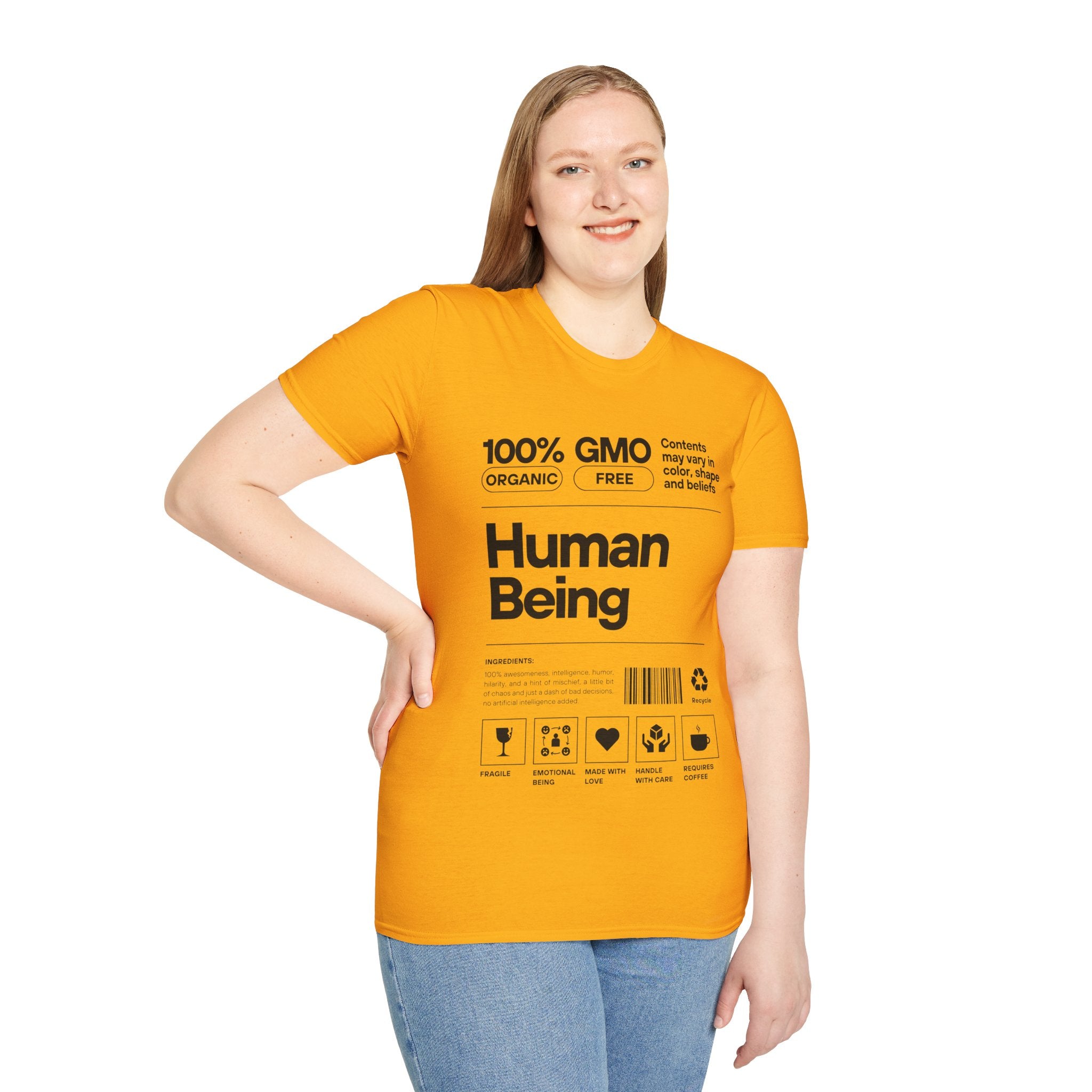 Human Being Facts Unisex Softstyle T-Shirt, Funny Graphic Tee, Gift for Science Lovers, Casual Top, Novelty Shirt, Cool Tee for Men and