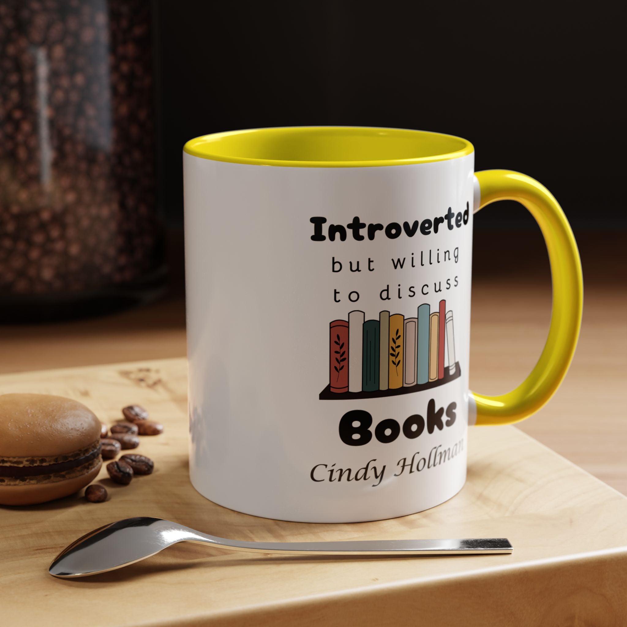 Introverted But Willing To Discuss Books Personalized Accent Coffee Mug (11 and 15oz)