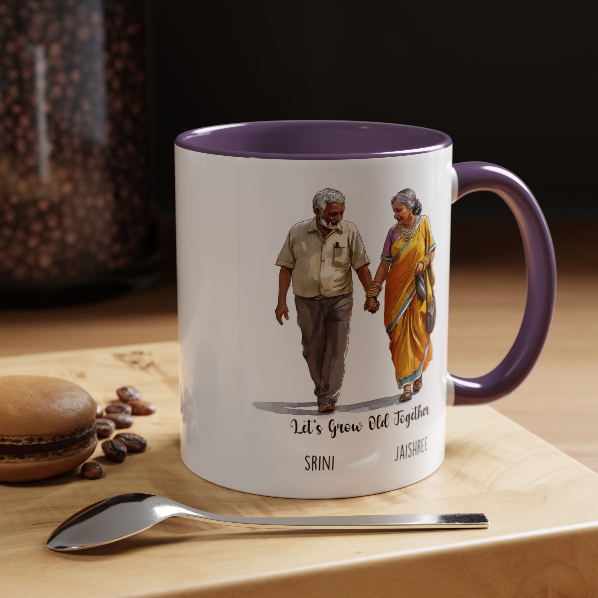 Funny Coffee Mug, Personalized Mug, Let's Grow Old Together South Indian Couple Cup 11/15oz, Anniversary Valentines Wedding Romantic Him her
