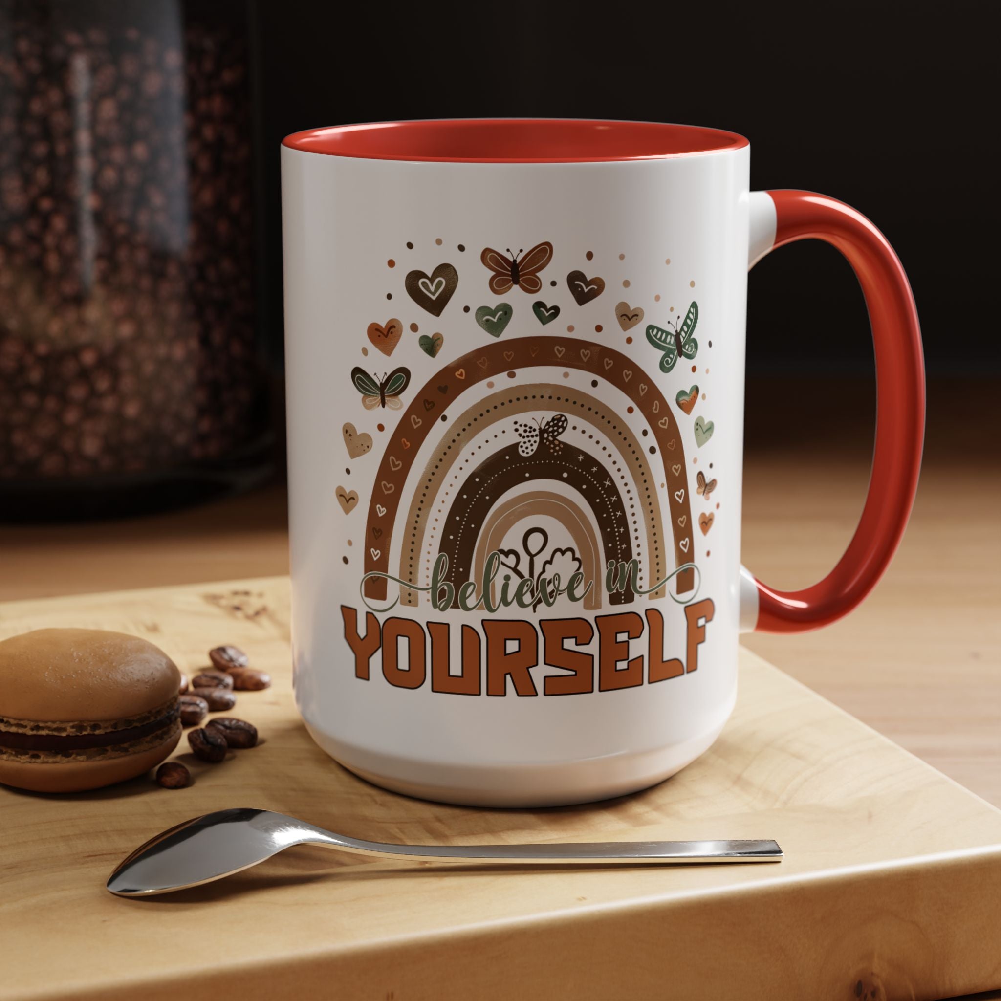 Personalized Mug, Believe In Yourself Accent Coffee Cup (11, 15oz), Gift Under 20, White Elephant, Inspirational, Motivational gift