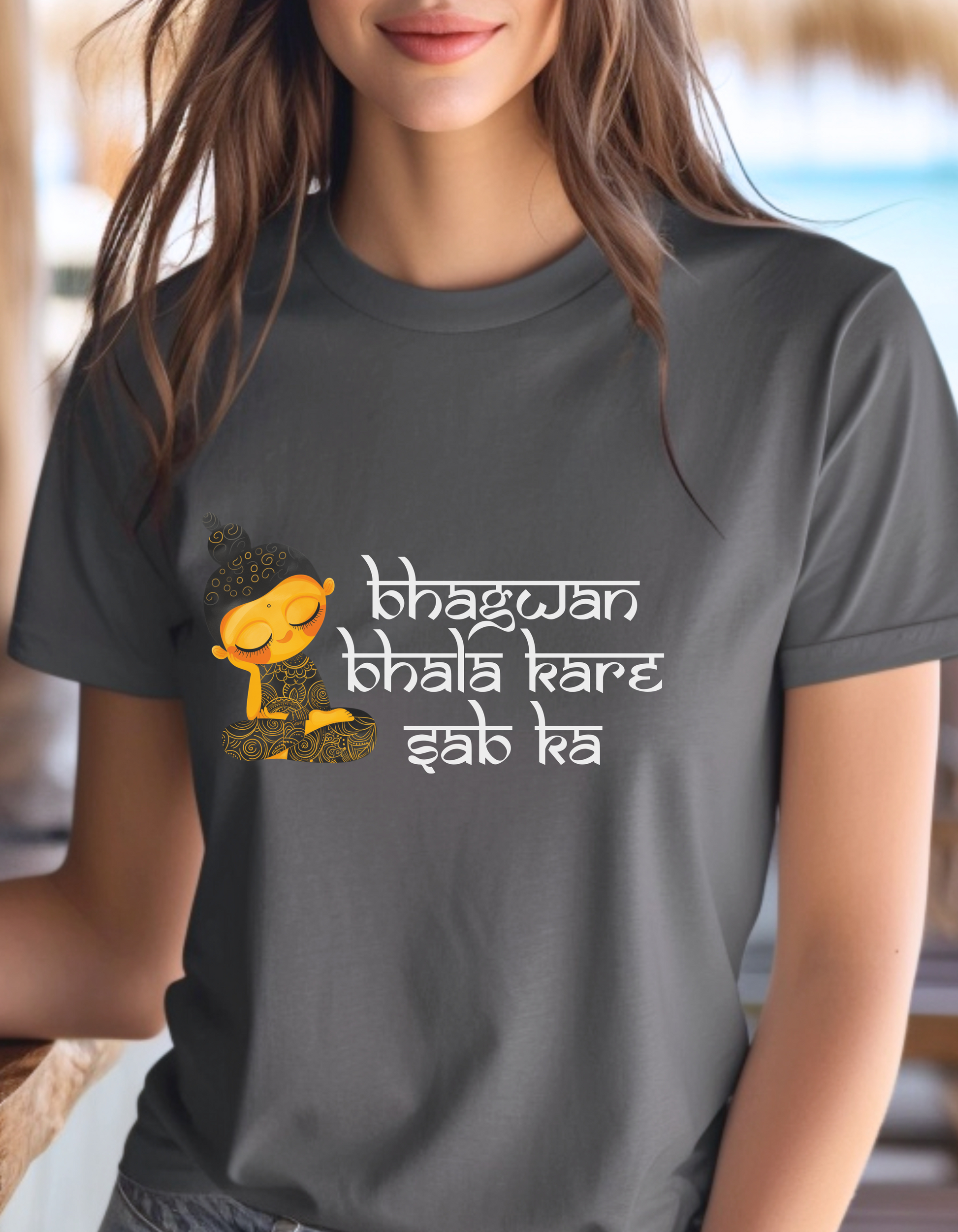Bhagwan Bhala Kare Sab Ka Hindi Prayer Shirt T-Shirt Lifestyle Mockup | Nutty Designs