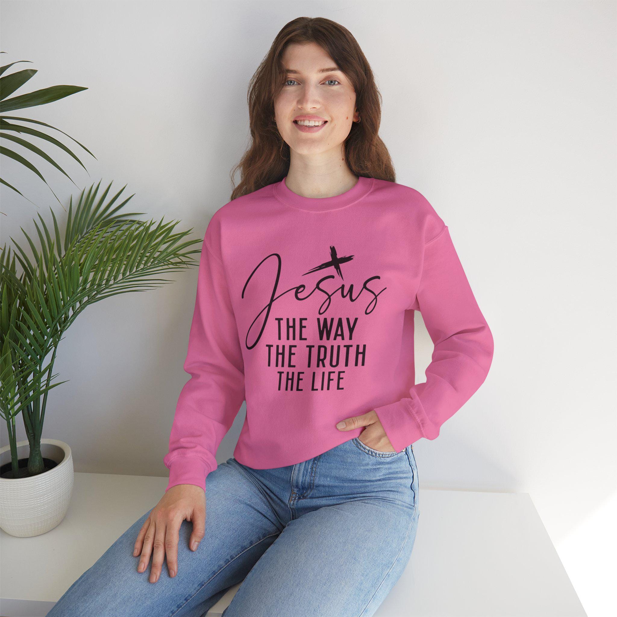 Jesus Motivational Sweatshirt - The Way, Truth The Life Inspirational Hoodie for Faith & Belief | Gift for Christians