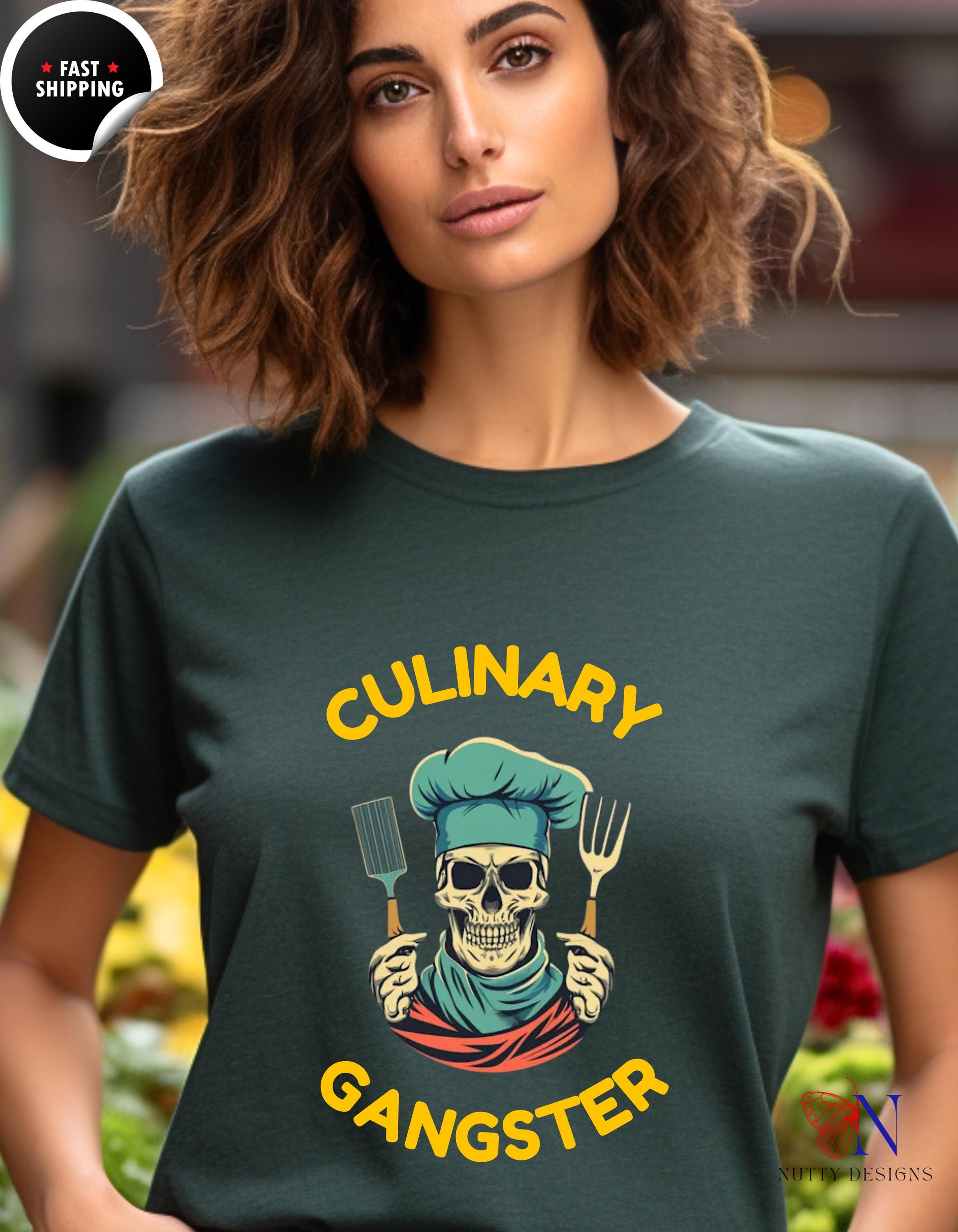 Culinary Gangster Funny Skeleton Tee | Cool Cooking Humor Tee | Gift for Chefs & Food Lovers, funny t shirts