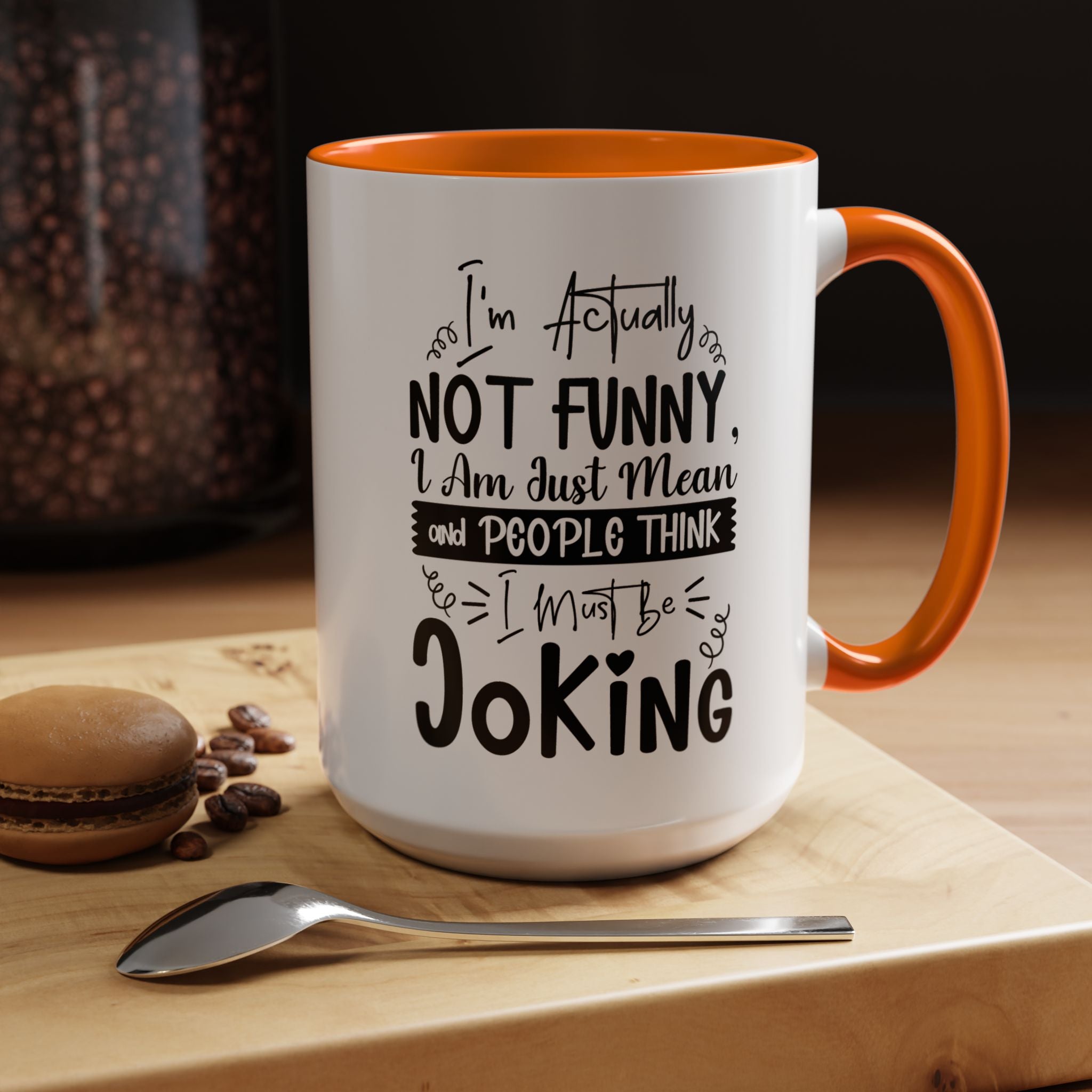 Funny Coffee Mug, Personalized Mug, I'm actually not funny Accent Cup (11, 15oz), Gift Under 20, White Elephant gift, Sarcastic Cup