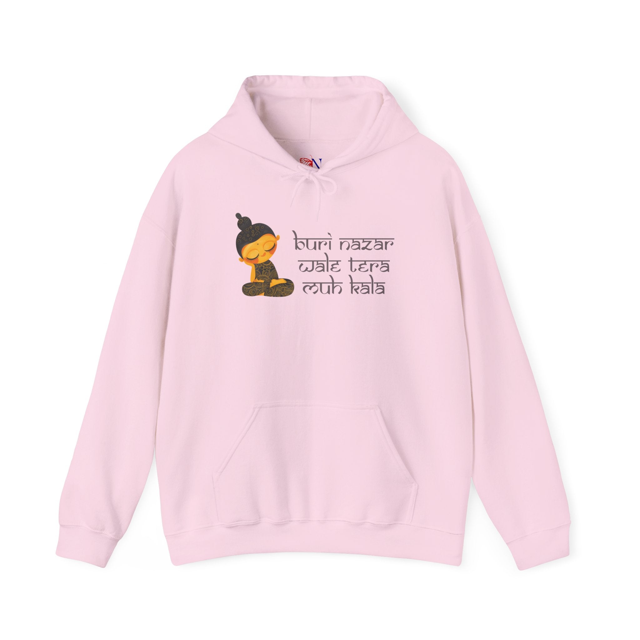 Meditating Buddha Hoodie — "Buri Nazar Wale Tera Kuch Nahi" Graphic Sweatshirt