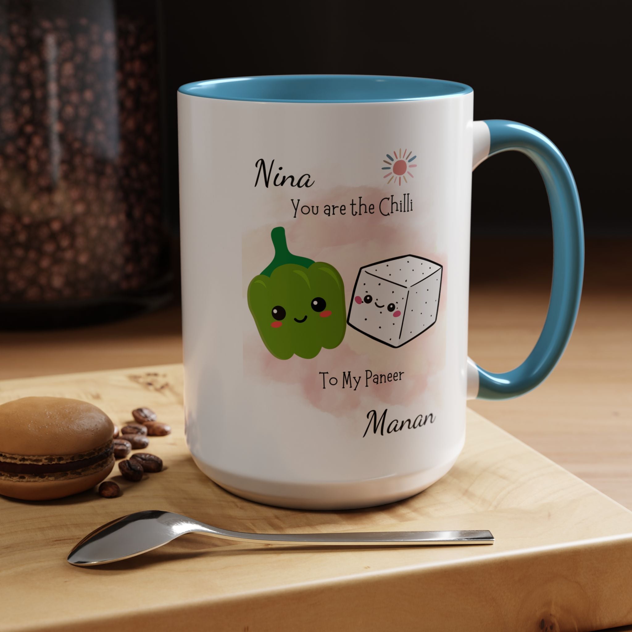 Funny Coffee Mug, Personalized Mug, You Are Chili To My Paneer Couple Accent Cup 11/15oz, Anniversary, Valentines, Wedding, Romantic Him her