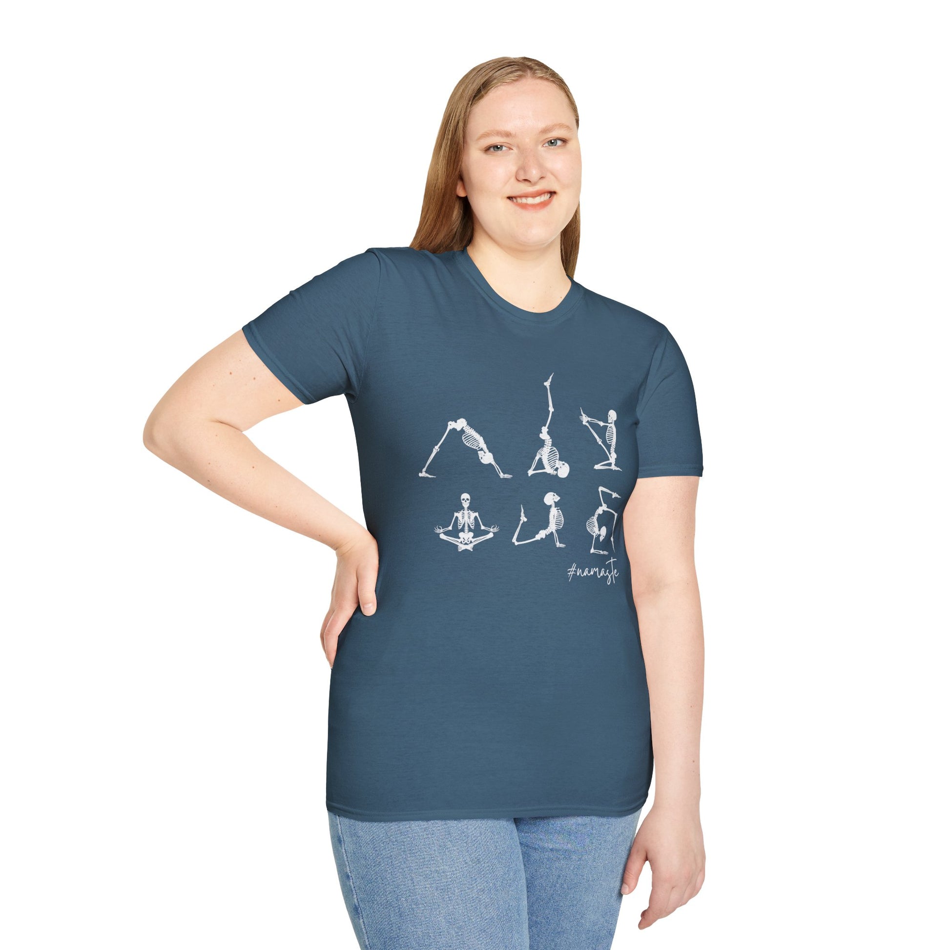 Namaste , Skeleton Doing Yoga T-Shirt Lifestyle Mockup | Nutty Designs