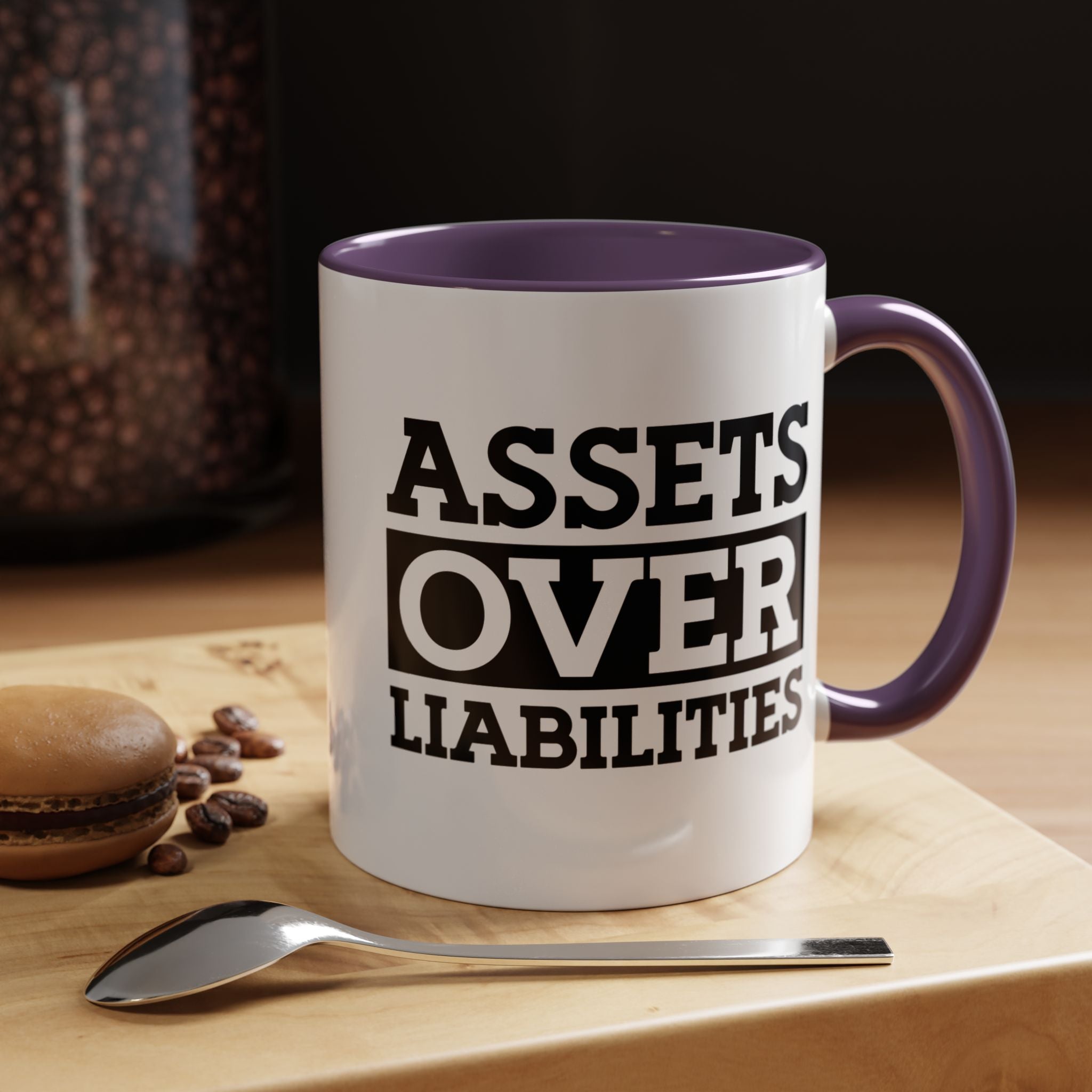 Funny Coffee Mug, Personalized Mug, Assets Over Liabilities Accent Coffee Cup (11, 15oz), Gift Under 20, White Elephant, CPA, Accountant Cup