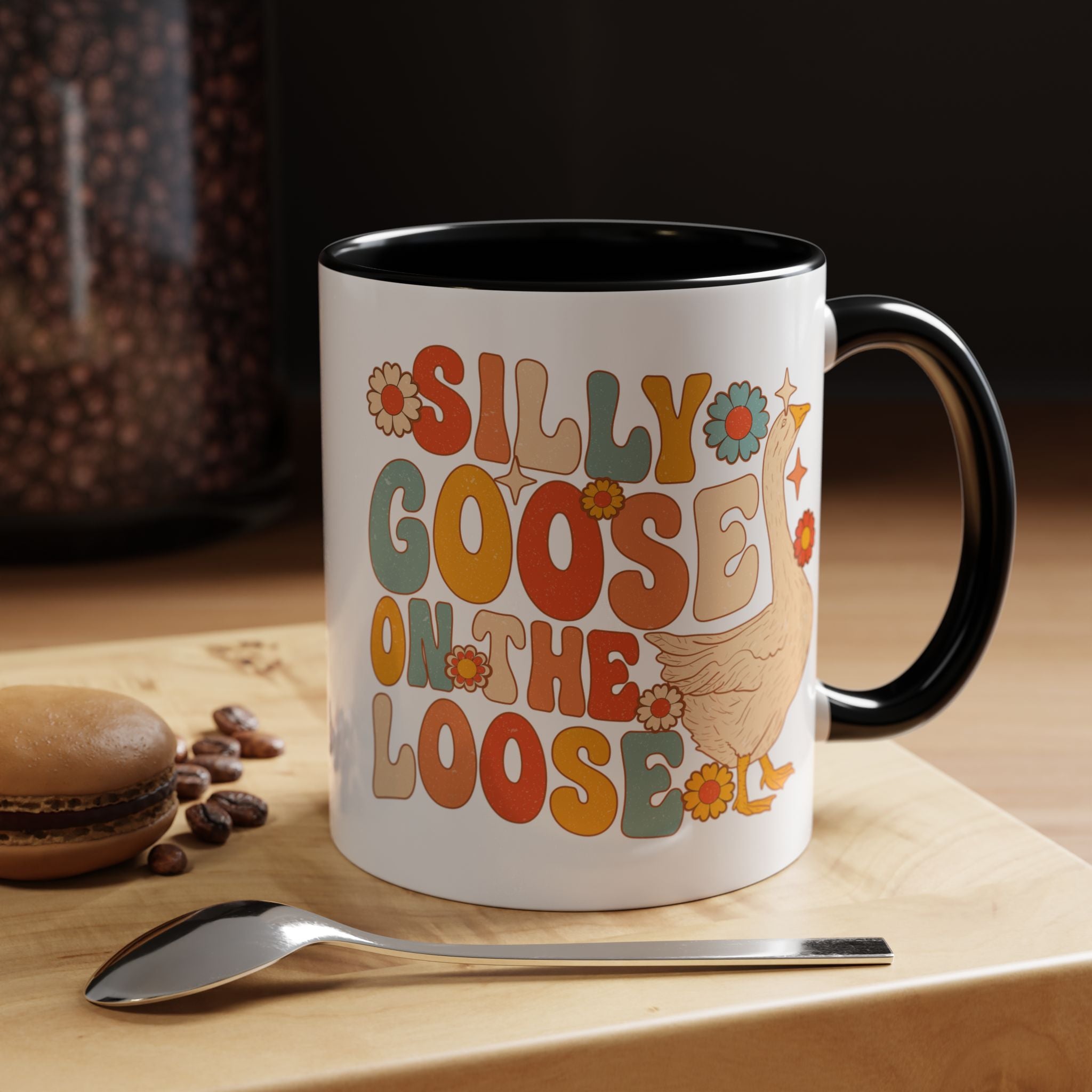 Funny Coffee Mug, Personalized Mug, Silly Goose On The Loose Accent Coffee Cup (11, 15oz), Gift Under 20, White Elephant, Animal Lover Gift
