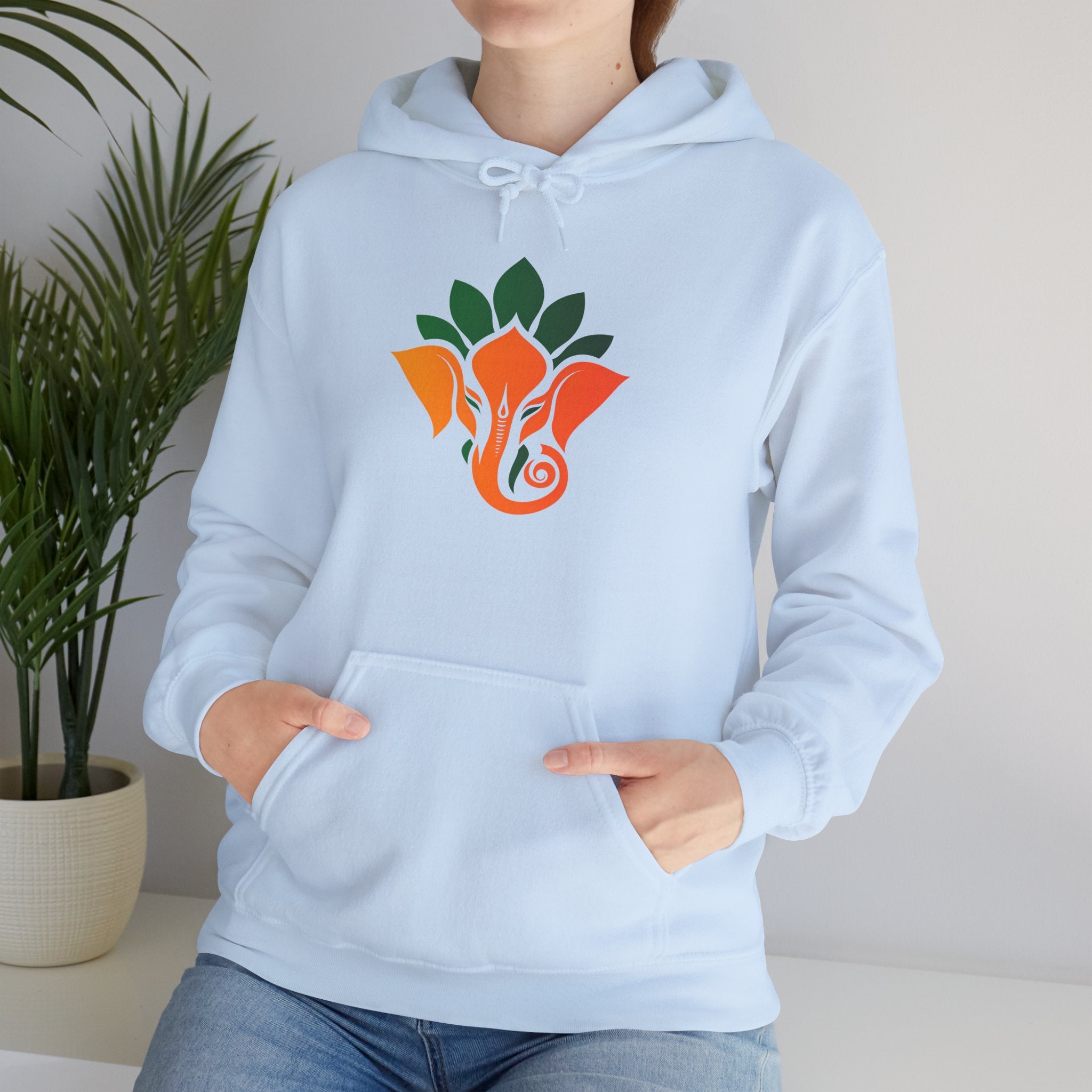 Ganesha Lotus Hoodie - Indian Elephant Symbol Pullover