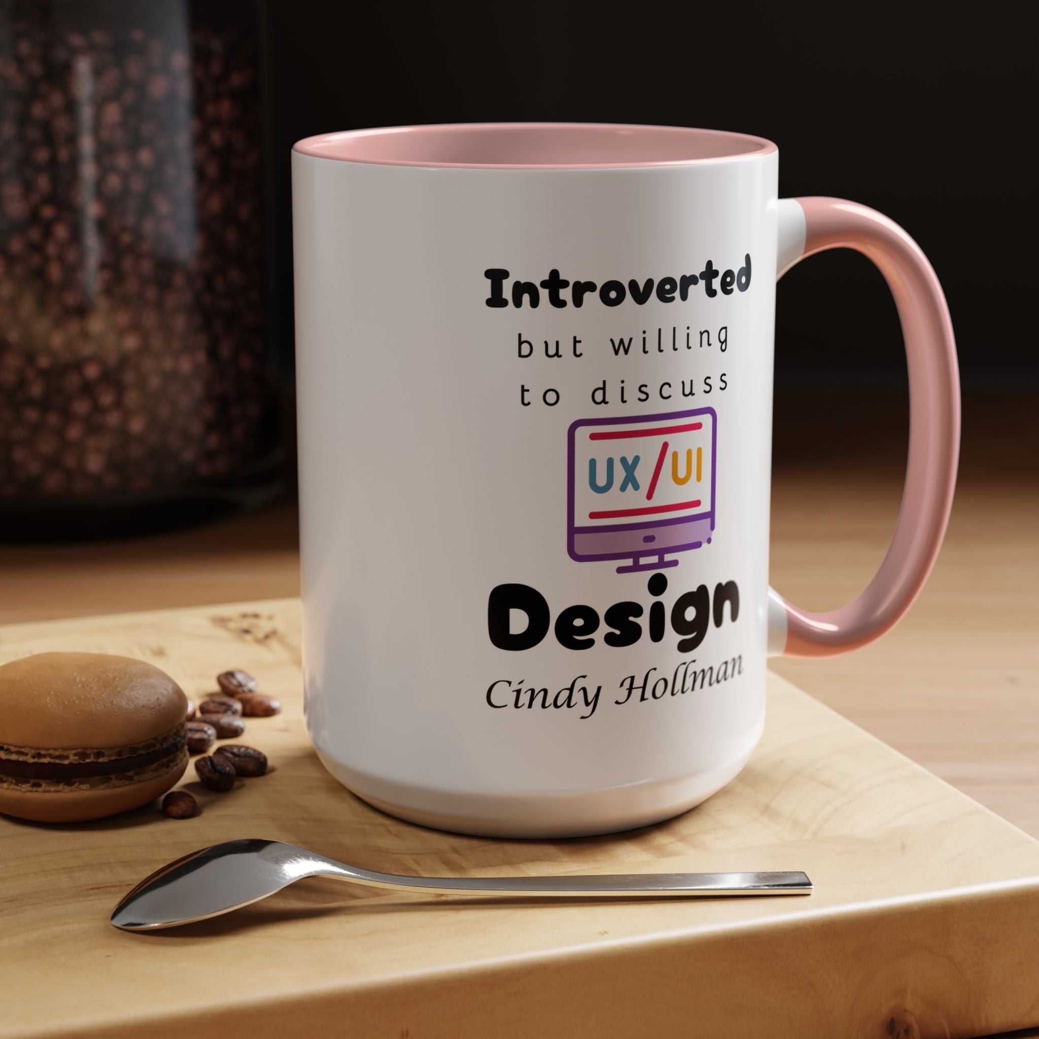 Introverted But Willing To Discuss Design Personalized Accent Coffee Mug (11 and 15oz) For UI UX Graphic Designers, IT Geeks, Nerds
