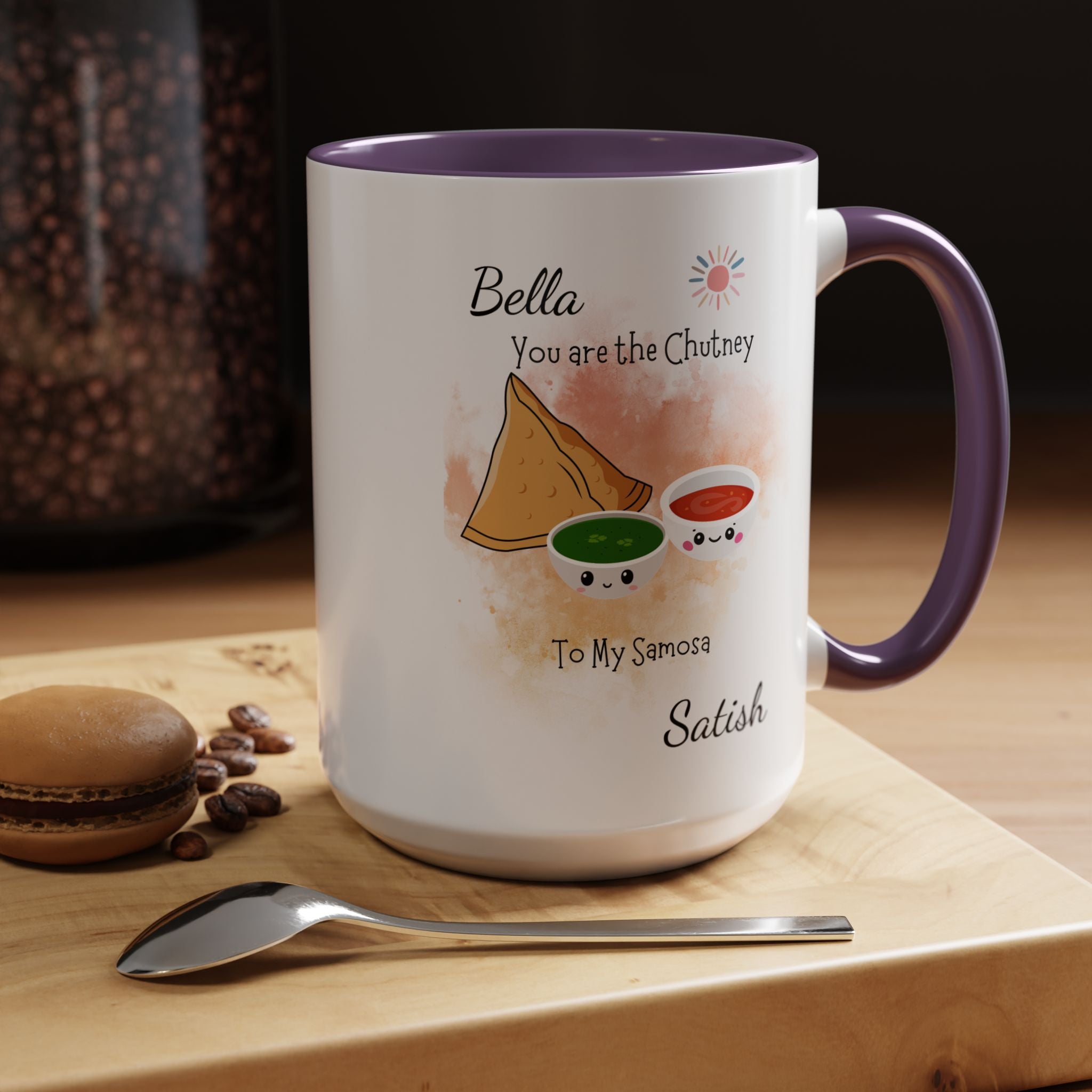 Funny Coffee Mug, Personalized Mug, You Are Chutney To My Samosa Accent Cup 11/15oz, Anniversary, Wedding, Valentines, Romantic Gift Him her