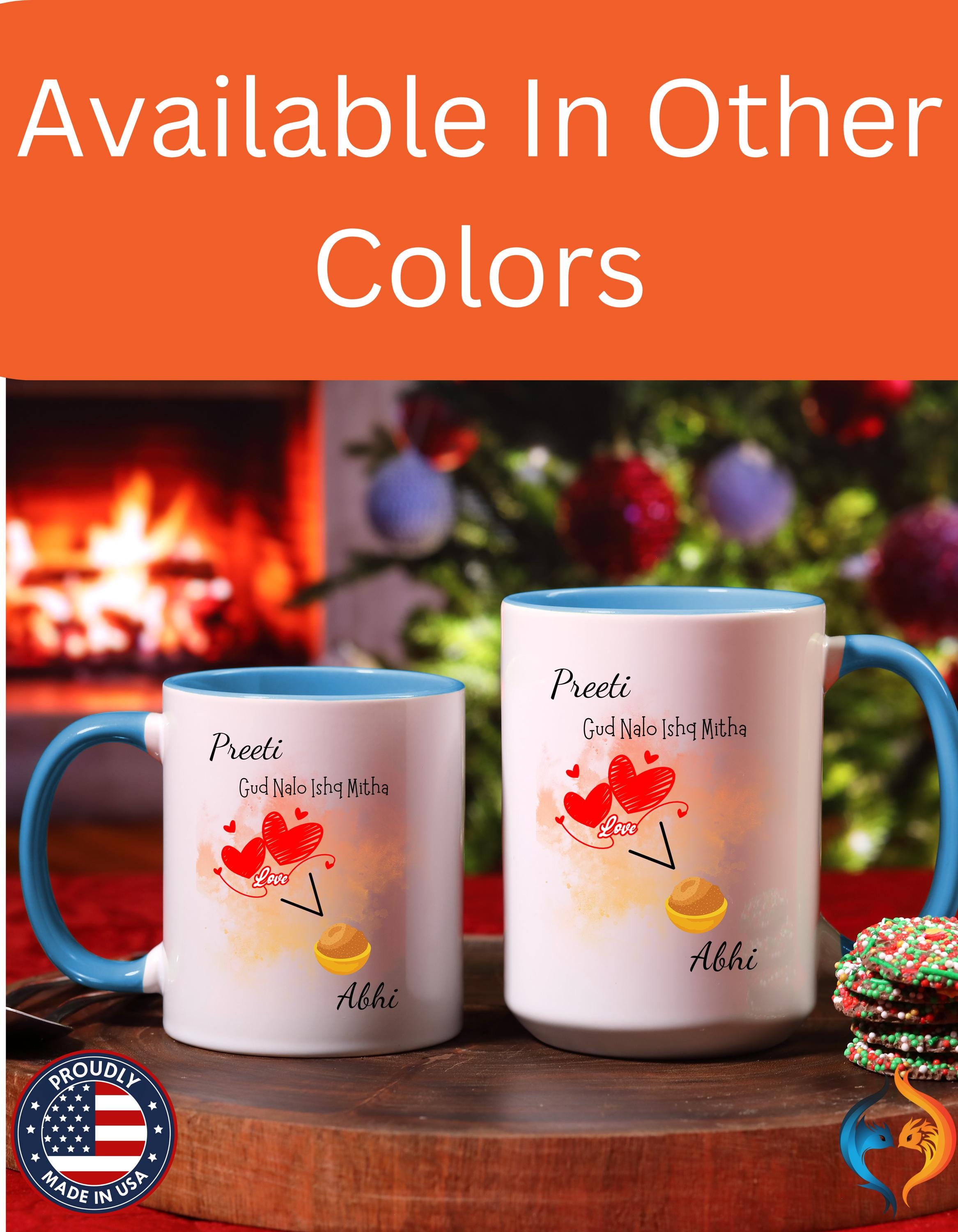 Funny Coffee Mug, Personalized Mug, Gud Nalo Ishq Mitha Couple Accent Cup 11/15oz, Anniversary, Wedding, Valentines Romantic Gift Him or her