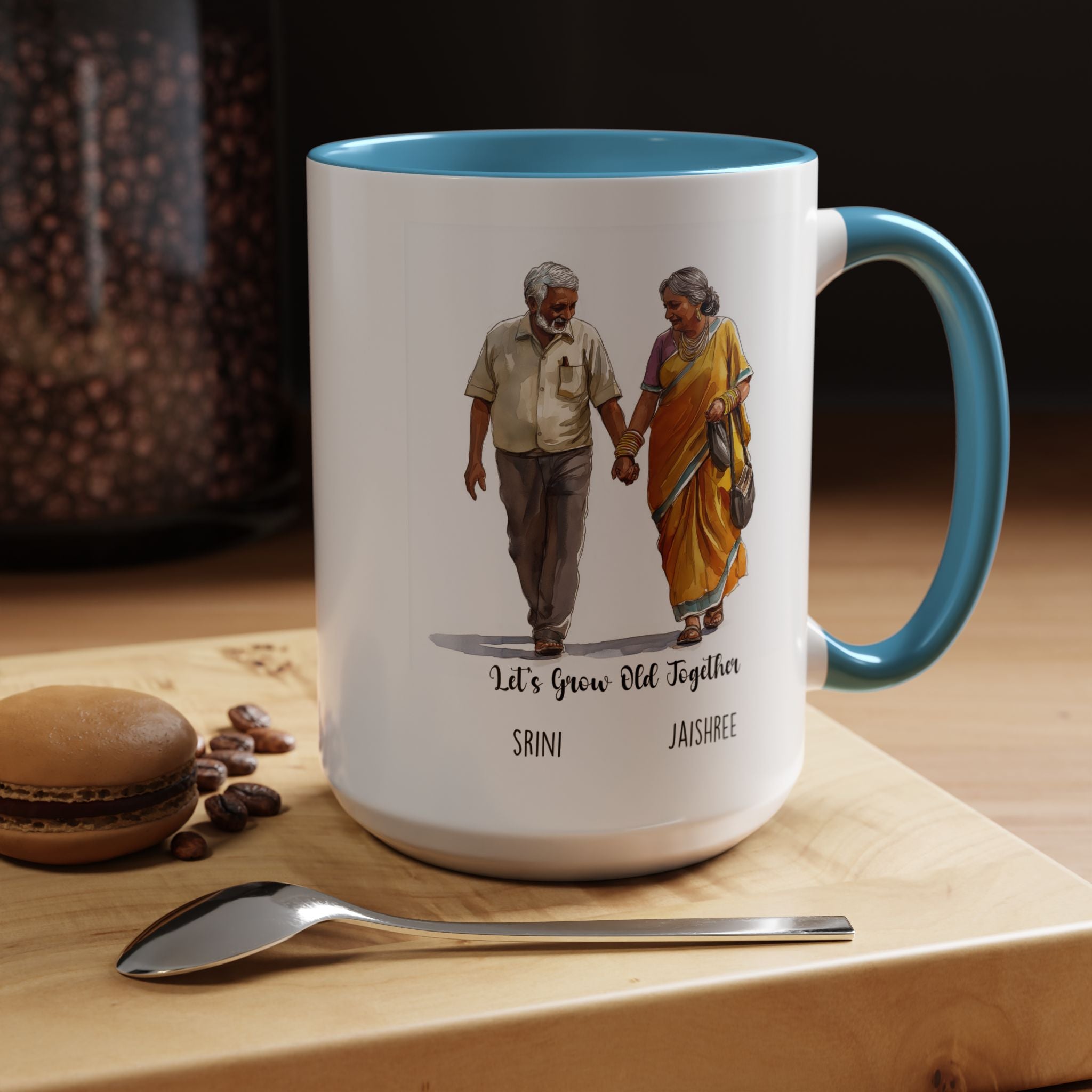 Funny Coffee Mug, Personalized Mug, Let's Grow Old Together South Indian Couple Cup 11/15oz, Anniversary Valentines Wedding Romantic Him her