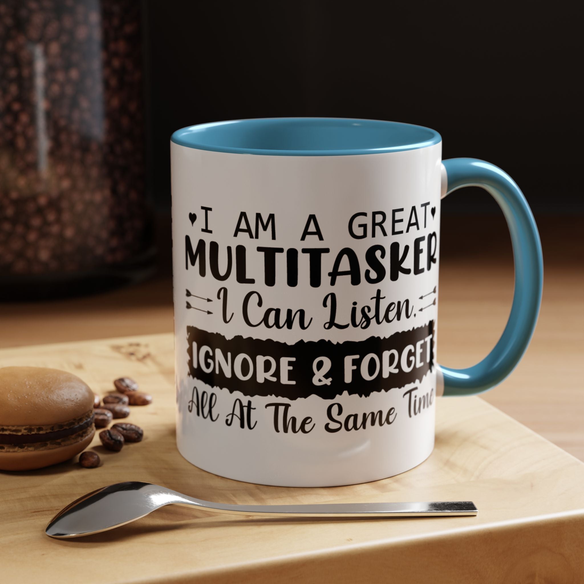 Funny Coffee Mug, Personalized Mug, I am A Great Multitasker , Accent Cup (11, 15oz), Gift Under 20, White Elephant gift