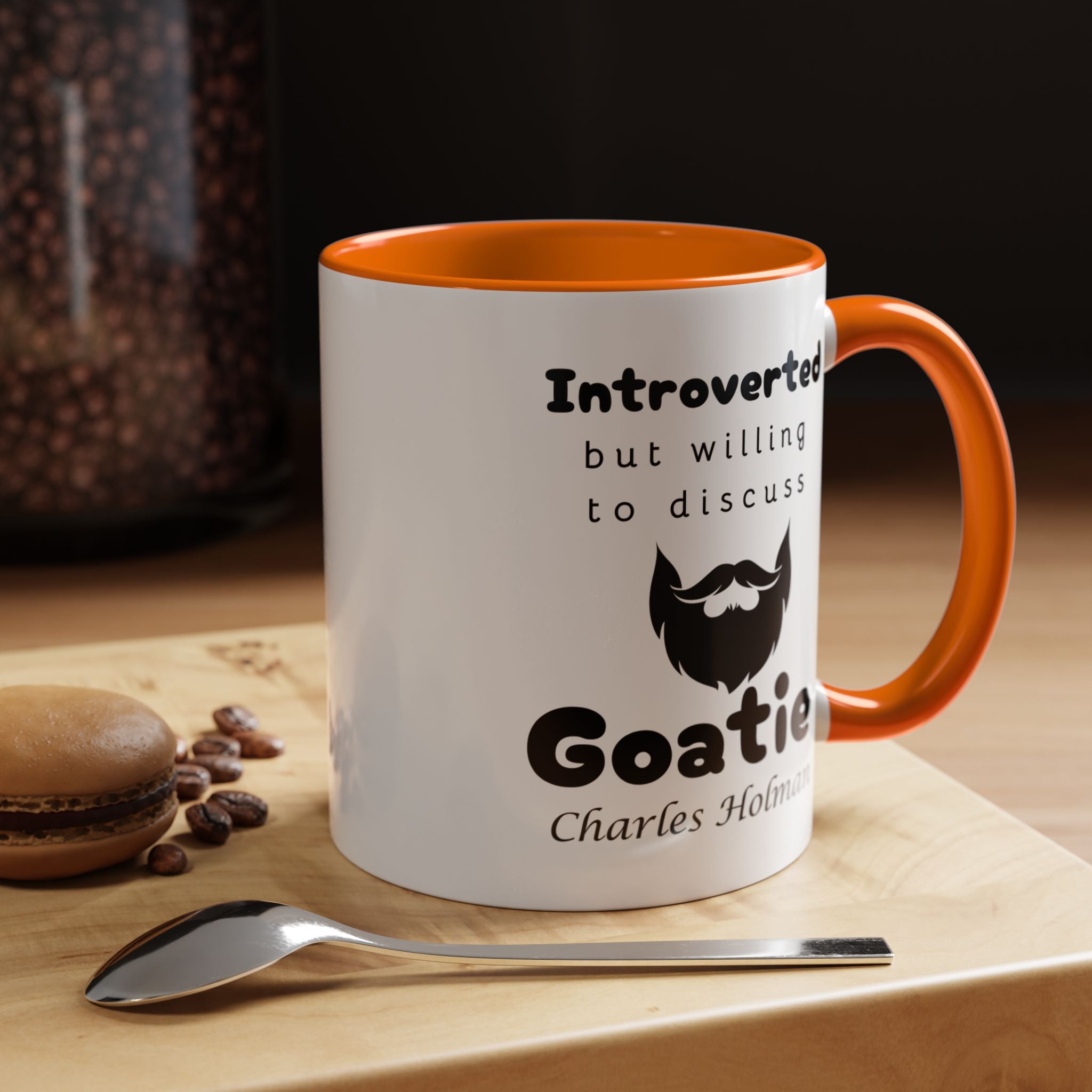Funny Coffee Mug, Introverted But Willing To Discuss Goatie Personalized Accent Coffee Mug (11 and 15oz)