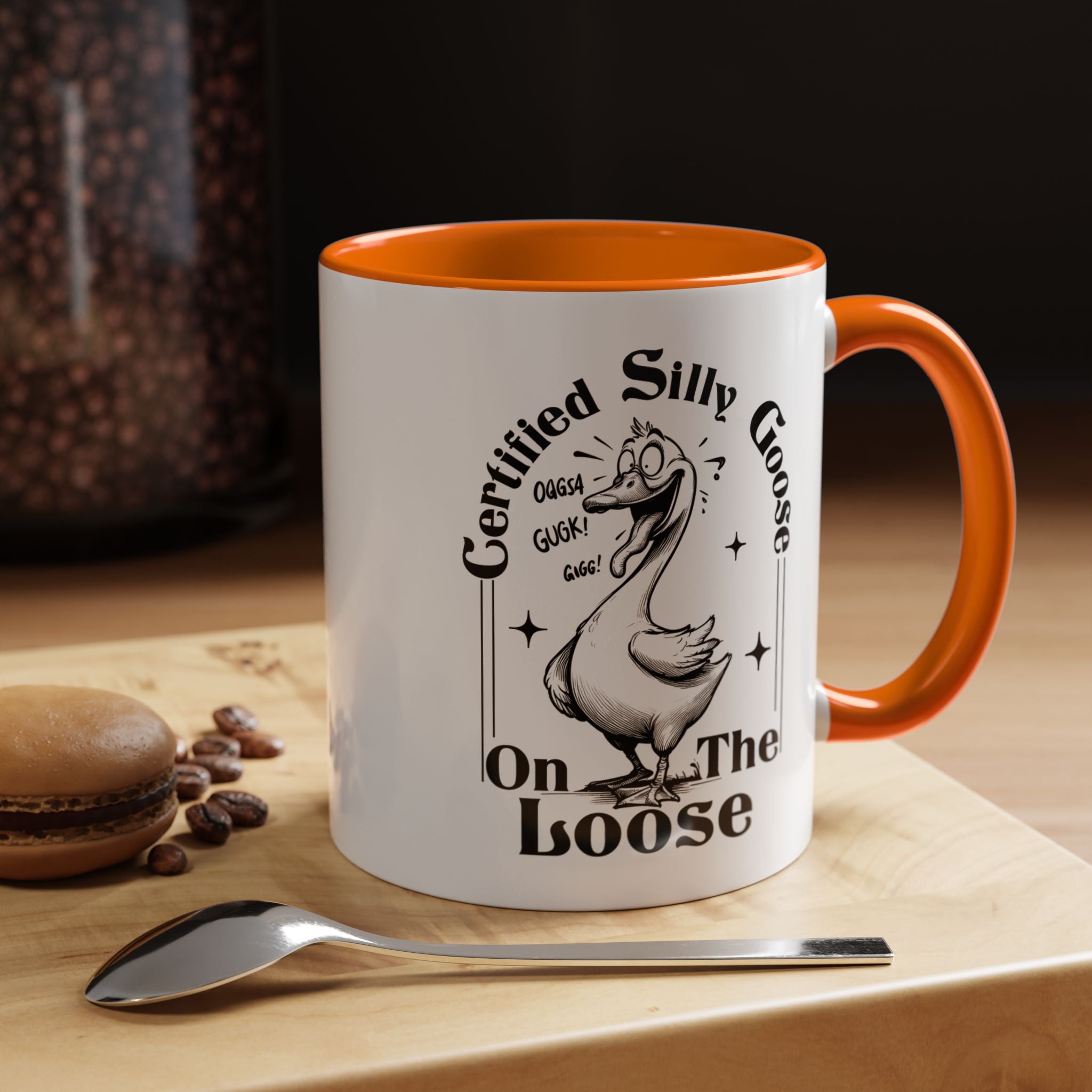 Funny Coffee Mug, Personalized Mug, Certified Silly Goose On The Loose,  Accent Cup (11, 15oz), Gift Under 20, White Elephant