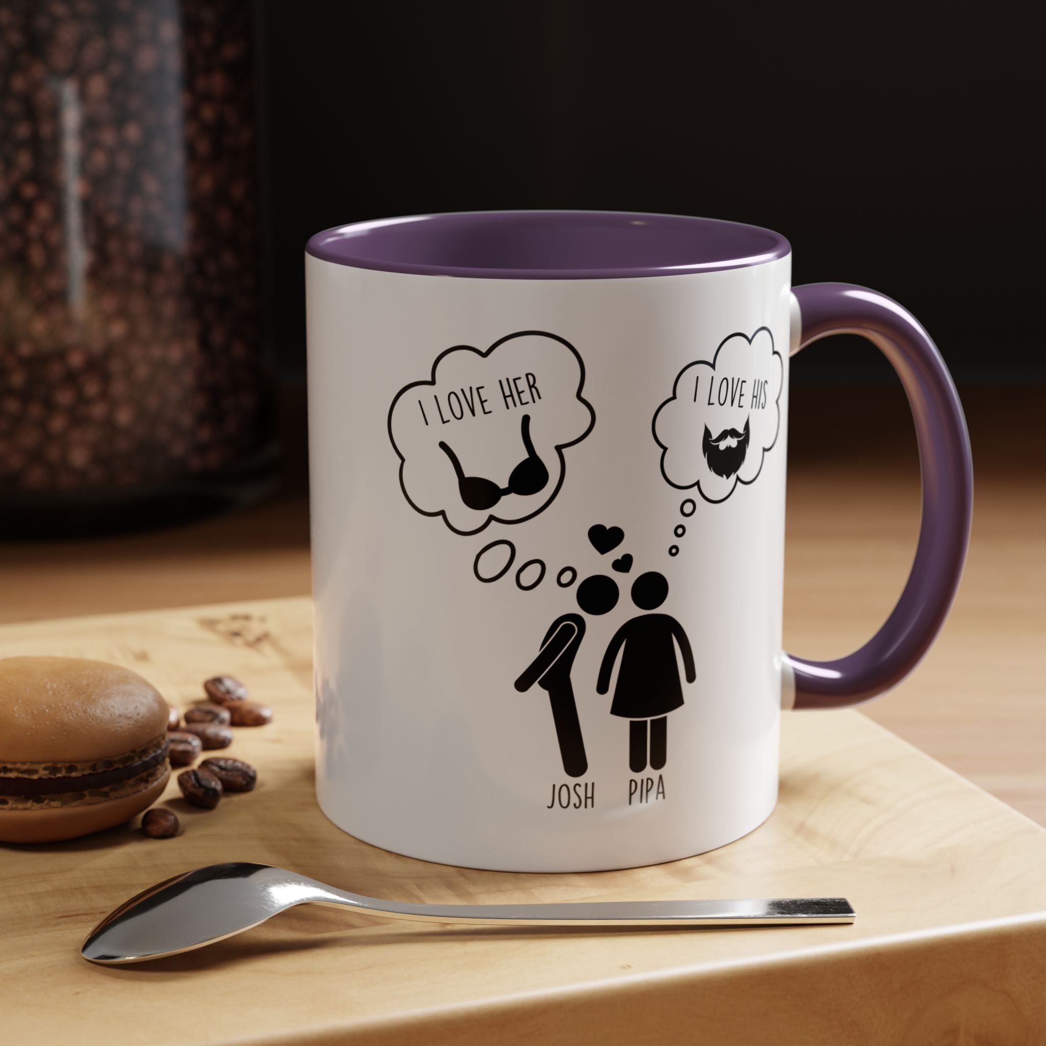 Love His Beard Love Her Boobs Personalized Romantic Dirty Valentine Gift Mug,  Accent Cup 11/15oz, Anniversary  Custom Couple V-Day Gift