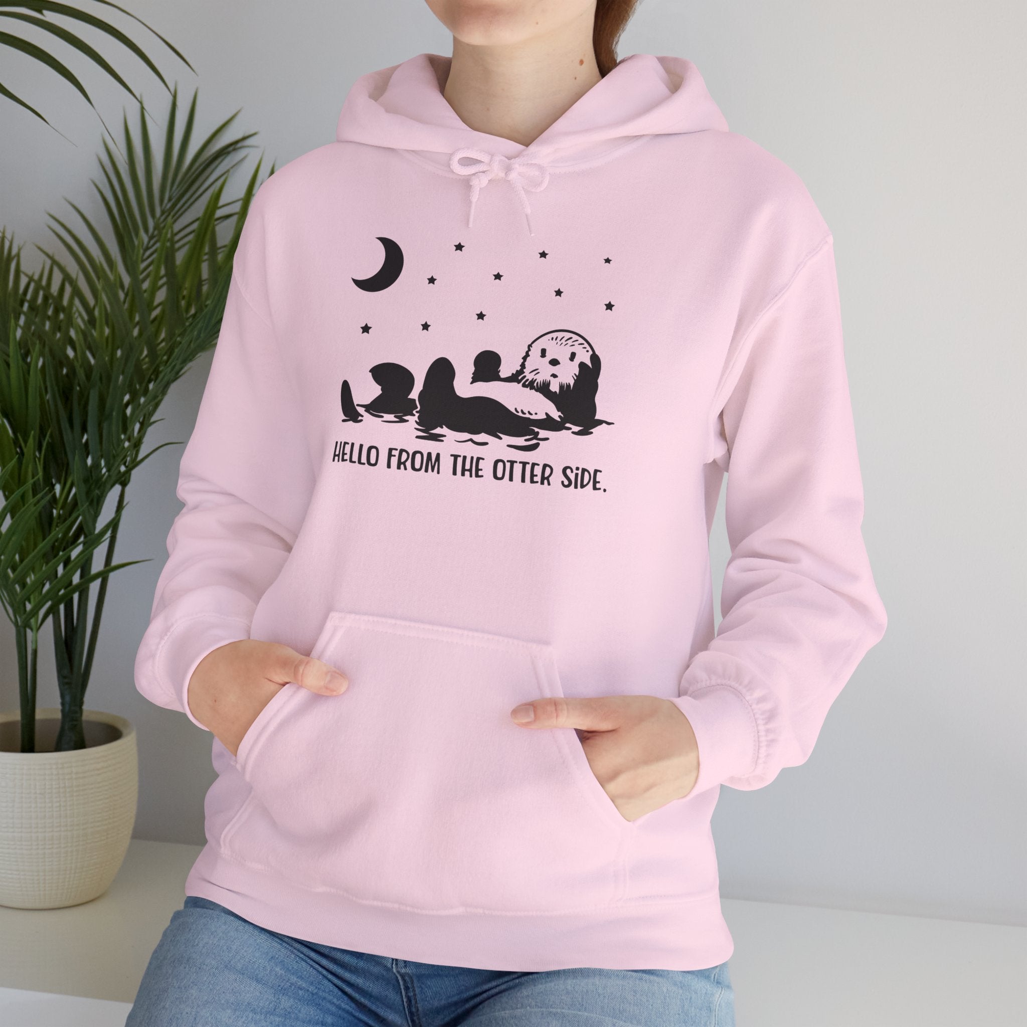 Otter Moon Hoodie — "Hello From The Otter Side" Cute Night Sky Pullover